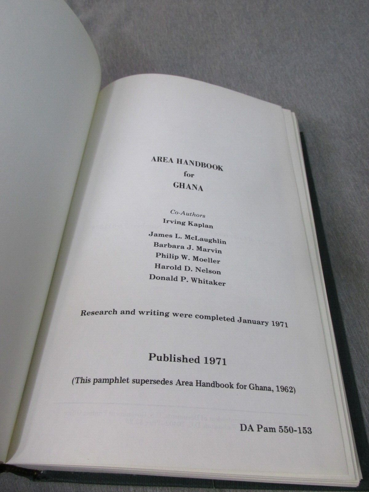 AREA HANDBOOK FOR GHANA 1/1971 DA PAM 550-153 Hardback