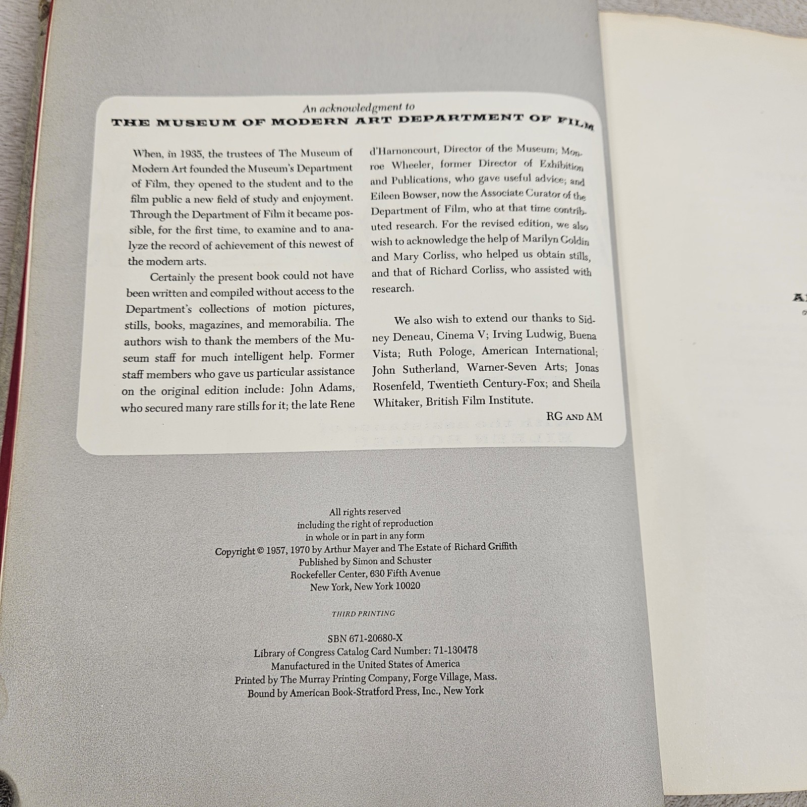 The Movies Revised Edition B&W Illustrated Movie History 1970 Third Printing