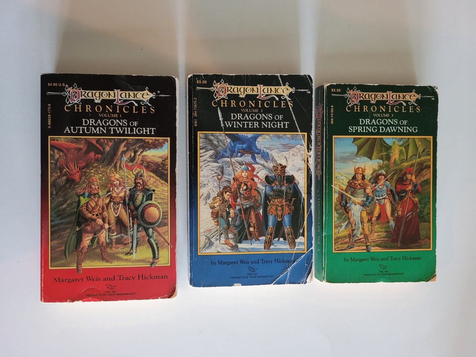 TSR AD&D DragonLance Chronicles Trilogy Complete Set Books 1-3 PB Weis & Hickman