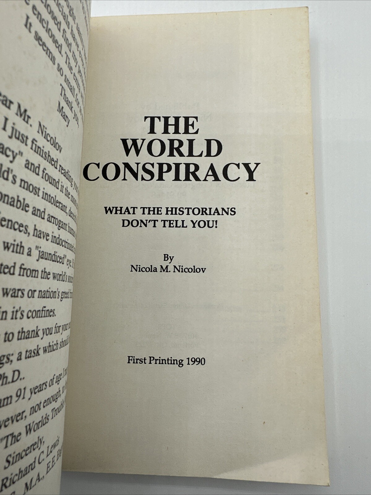 The World Conspiracy Nicola M Nicolov Paperback 1990 Paperback 274 Pages