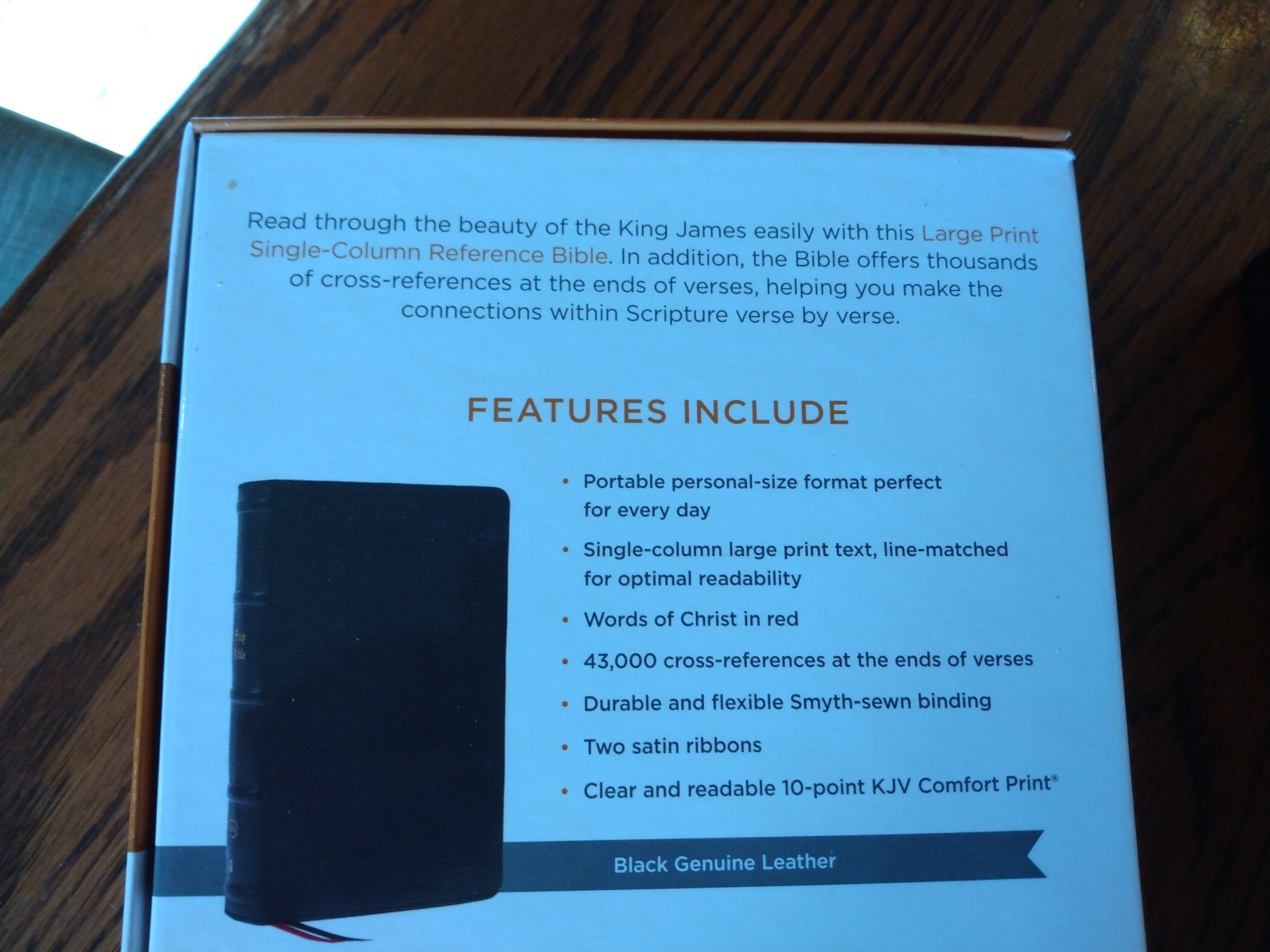KJV Personal Size LARGE PRINT Reference Bible Genuine Bk Leather~ Retails 109.99