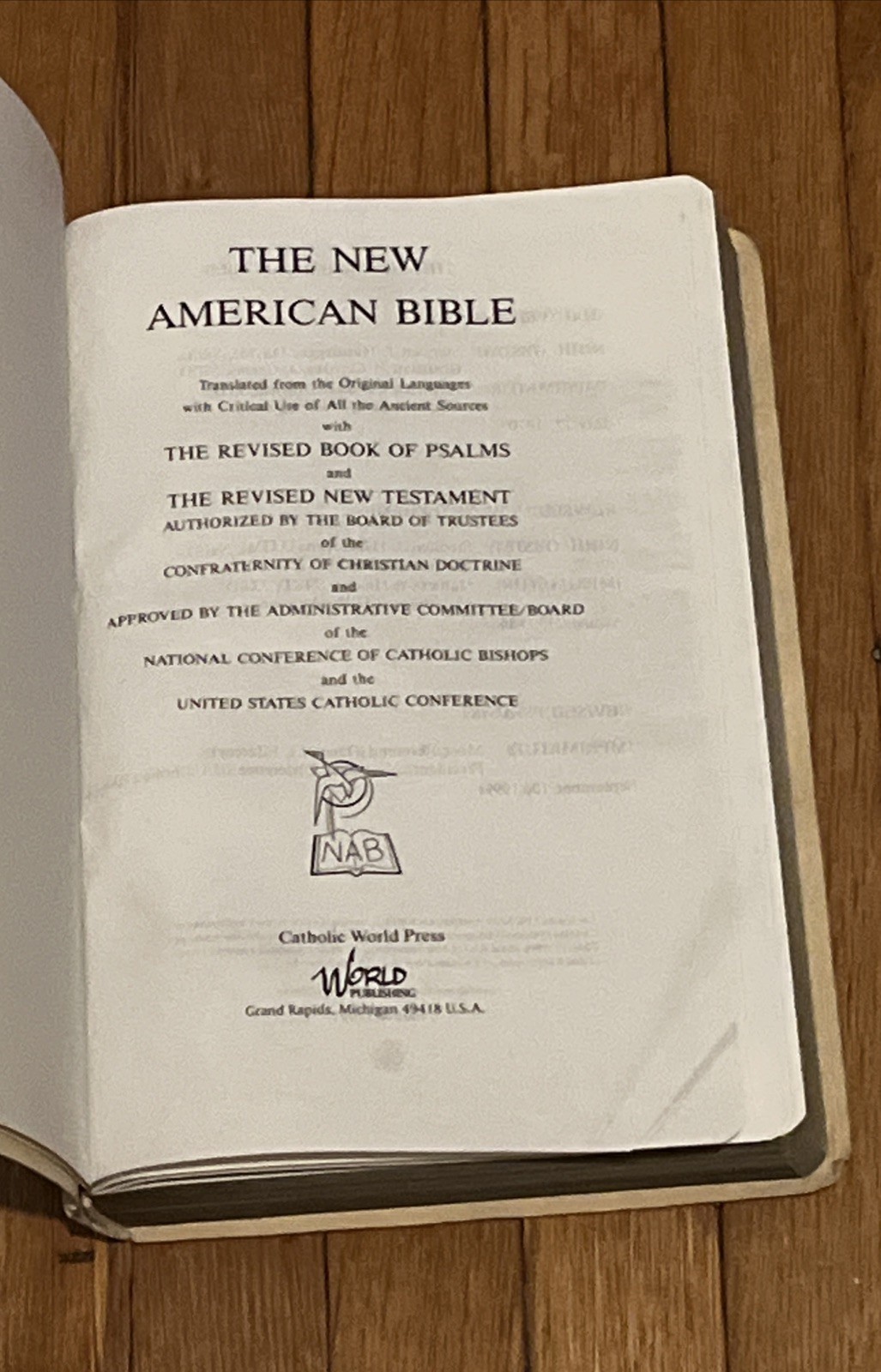 The New American Bible Catholic World Press Red Letter Edition 1991 White
