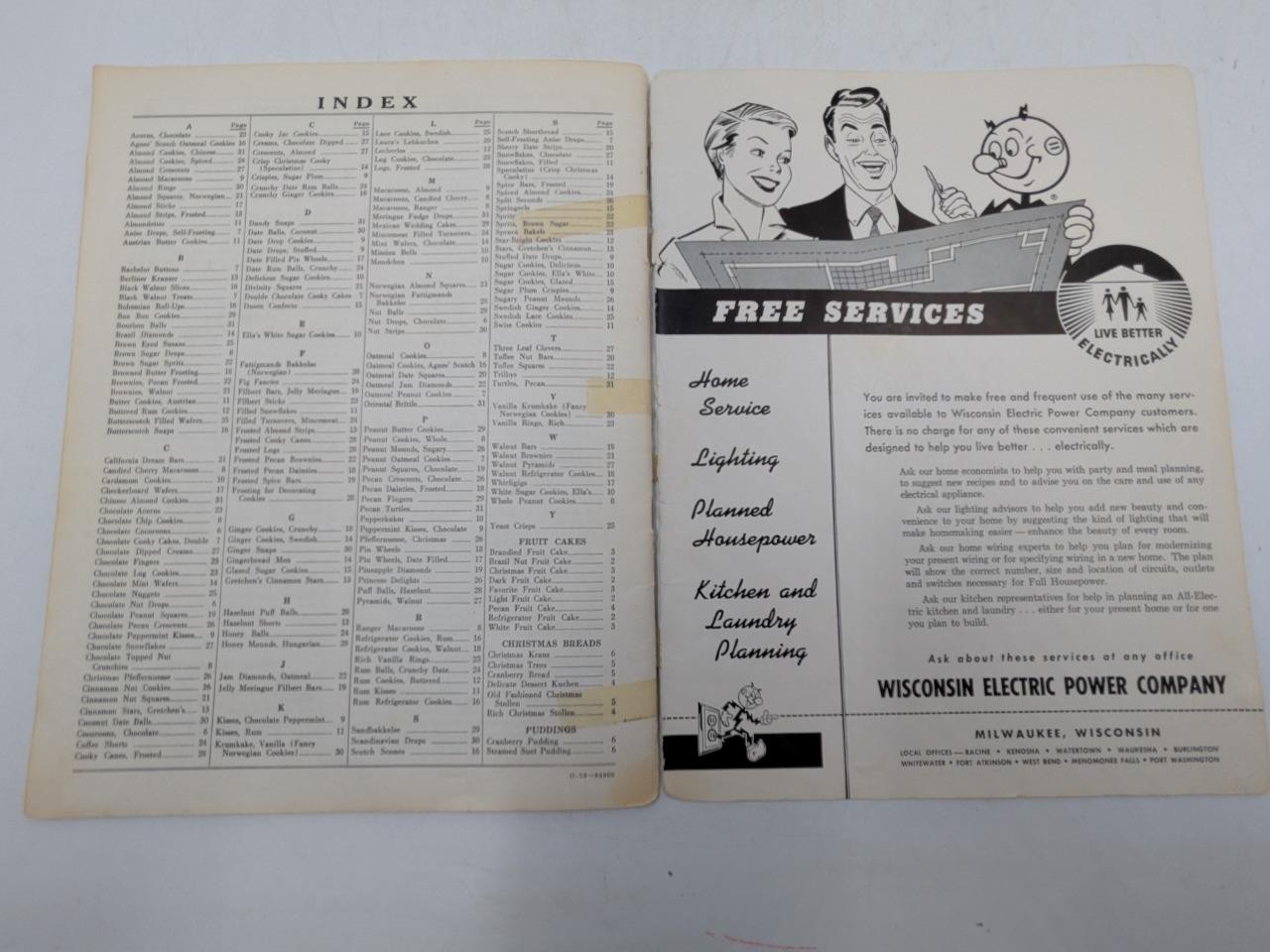 1958 WE Energies Cookie Book Wisconsin Electric Christmas Cooky Recipe Book B