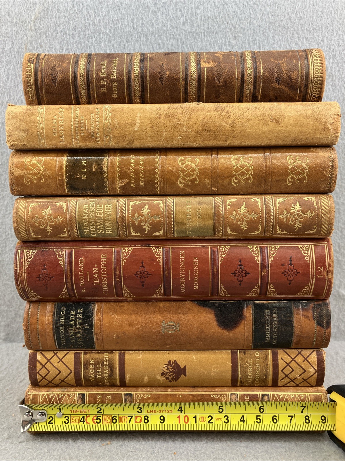 Leather Books Decor Mixed Languages Lot Of 8 Decorative Interior Design Vintage