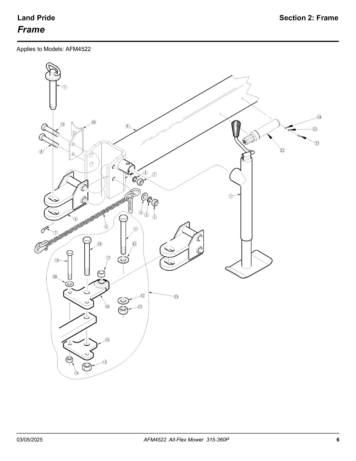 LAND PRIDE AFM4522 All-flex Mowers Parts Manual 2025 – WIRE BOUND – TOUGH COVERS