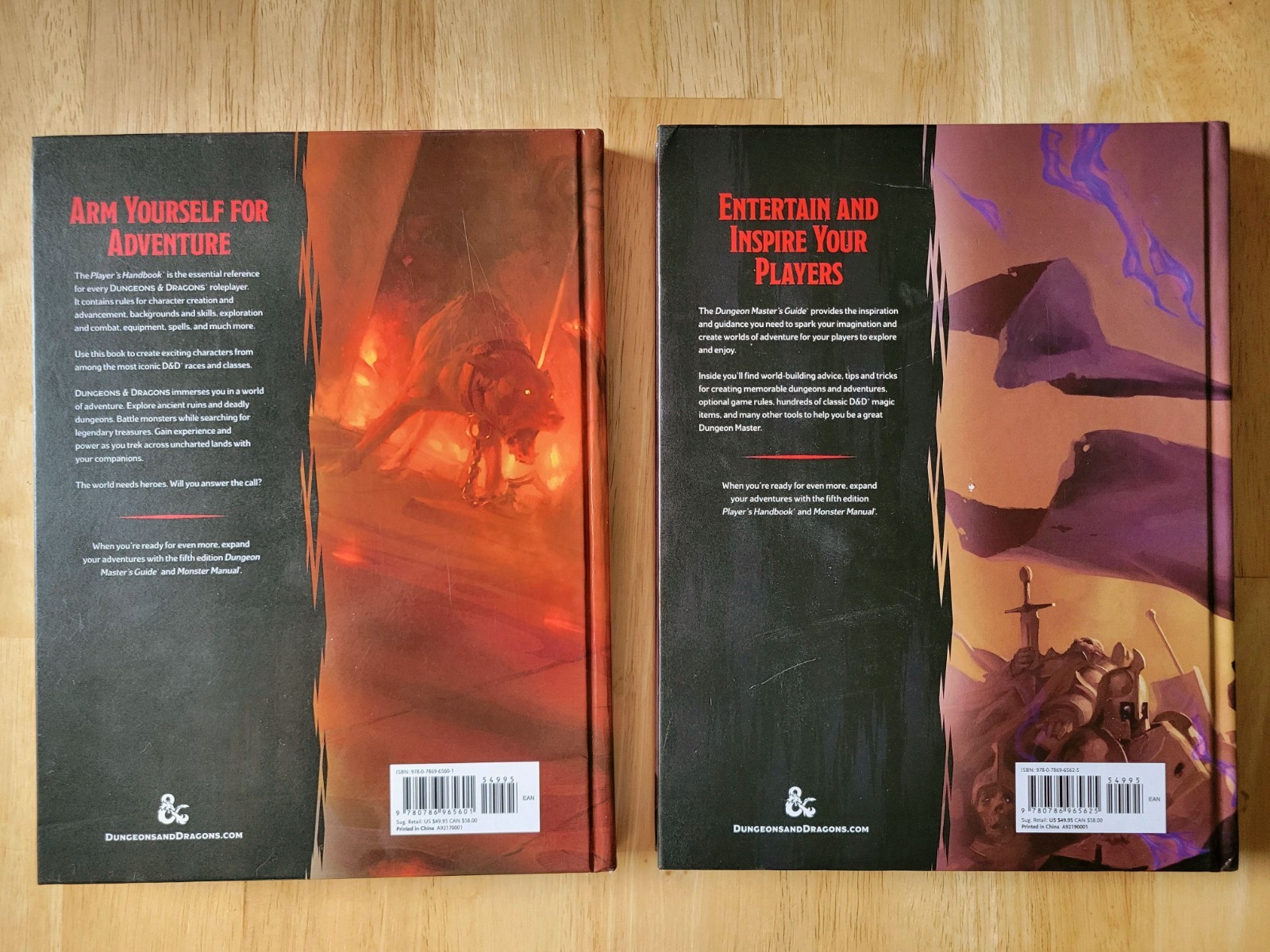 D&D Player’s Handbook & Dungeon Master’s Guide 5e Core Rulebooks Lot