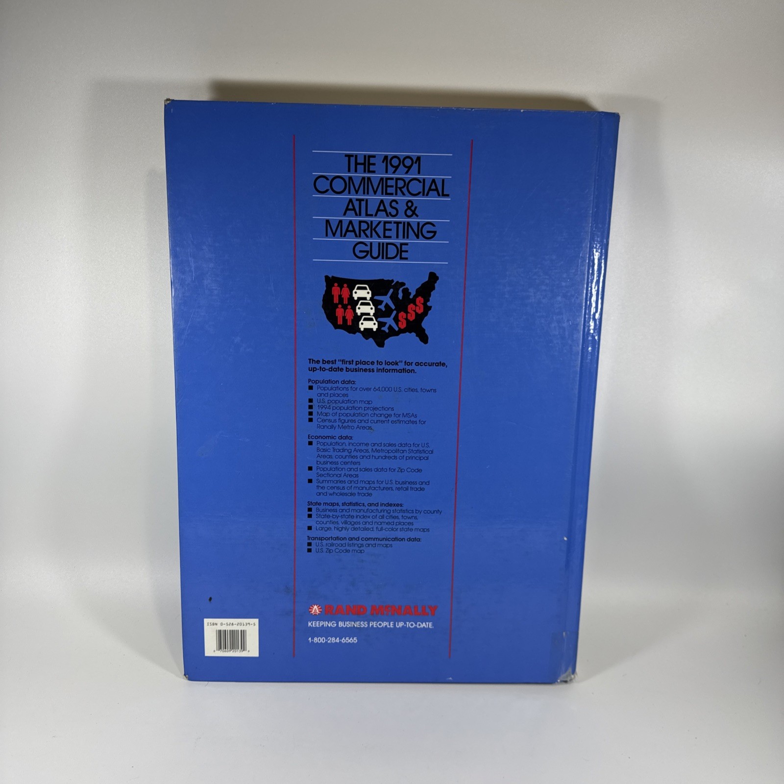 Oversized 1991 Rand McNally Commercial Atlas and Marketing Guide 122nd Edition