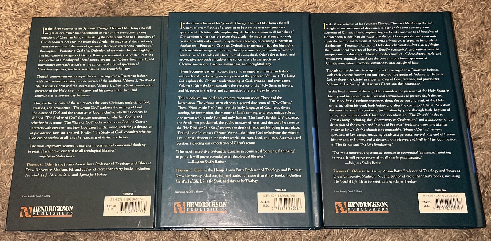 Systematic Theology 3 Volume Set by Thomas C. Oden Hardcover Hendrickson