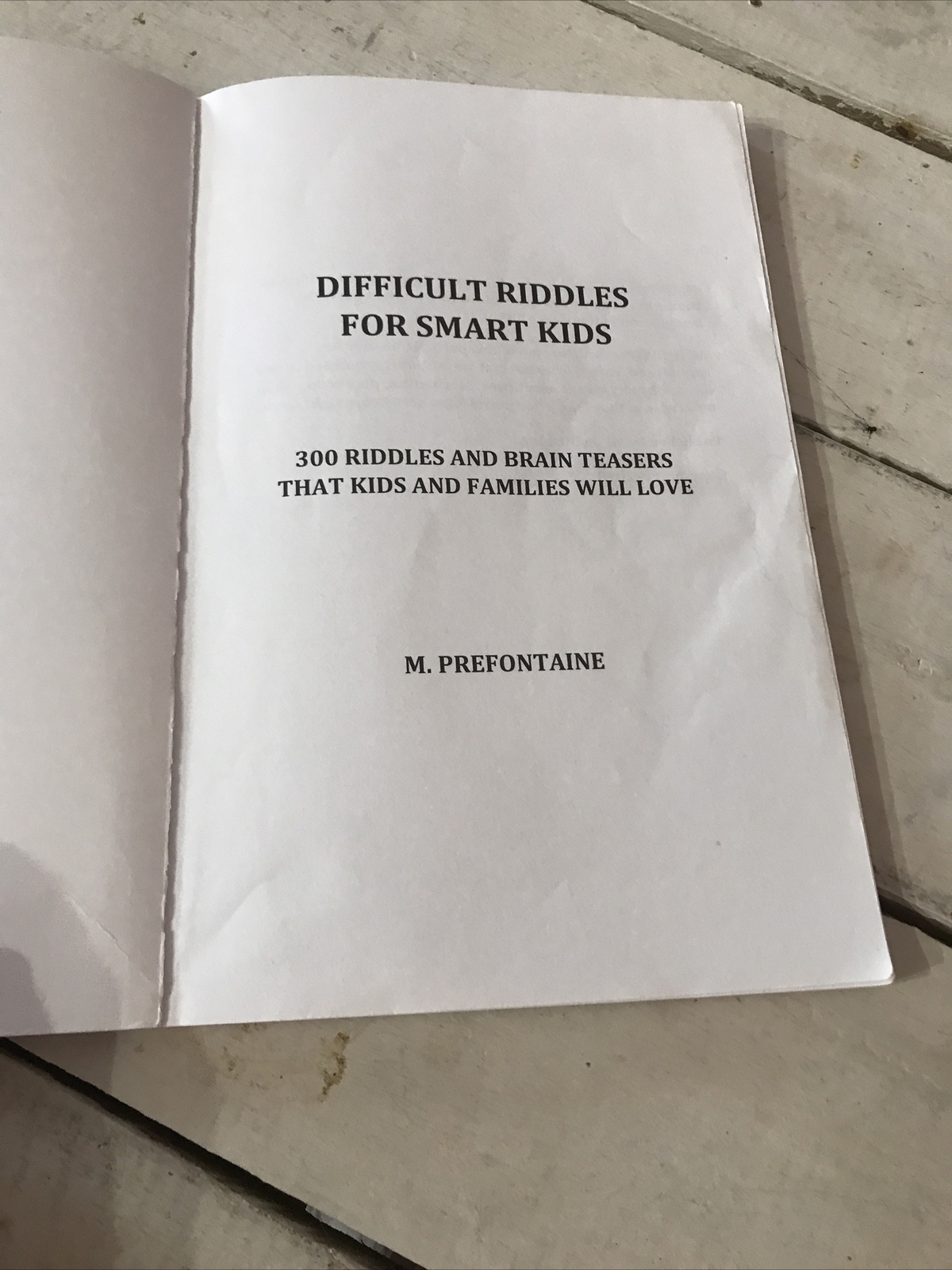 Books for Smart Kids Difficult Riddles for Smart Kids by M. Prefontaine