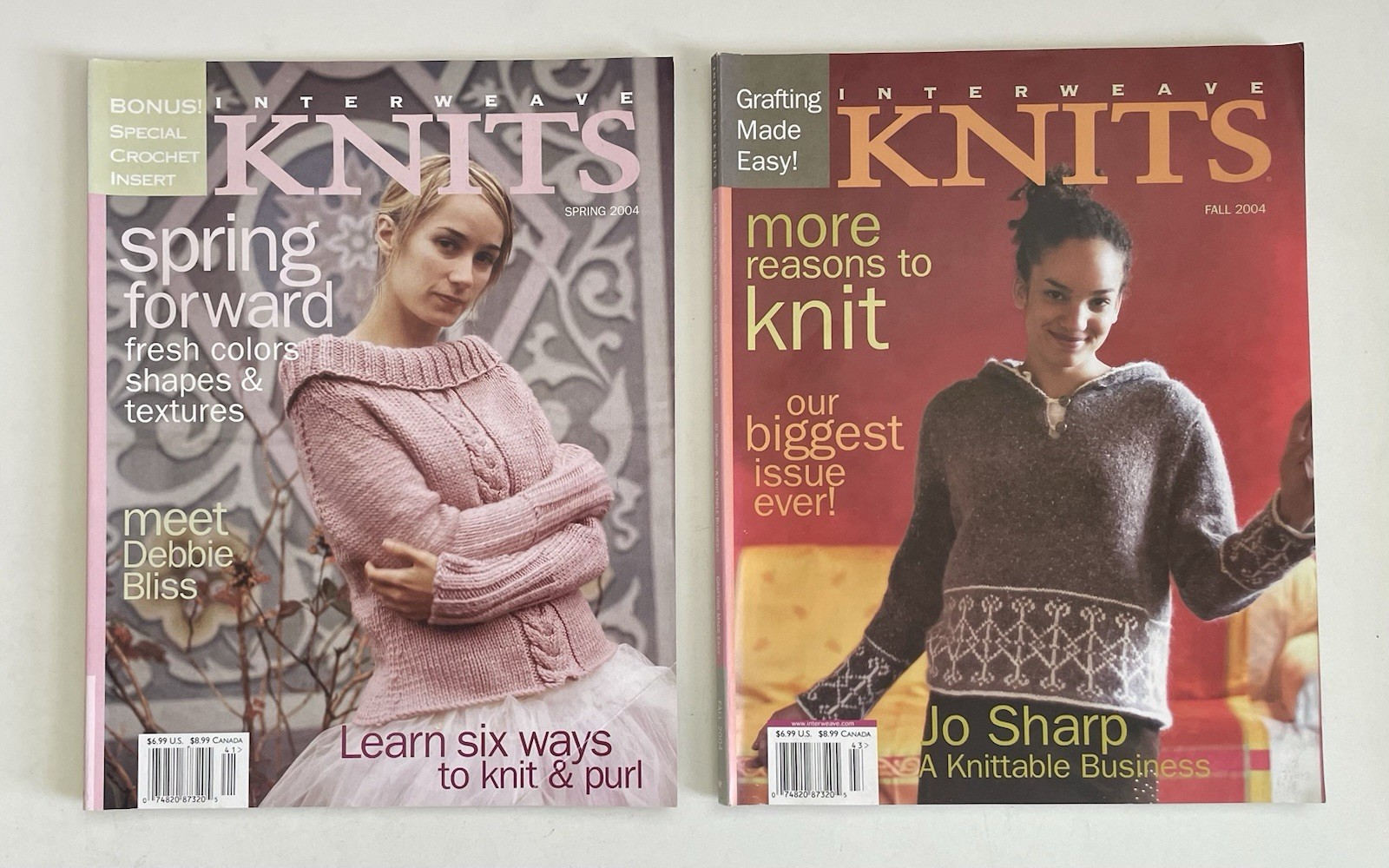 Lot 6 INTERWEAVE KNITS Knitting Books Magazine Assorted Issues 2002 2003 2004