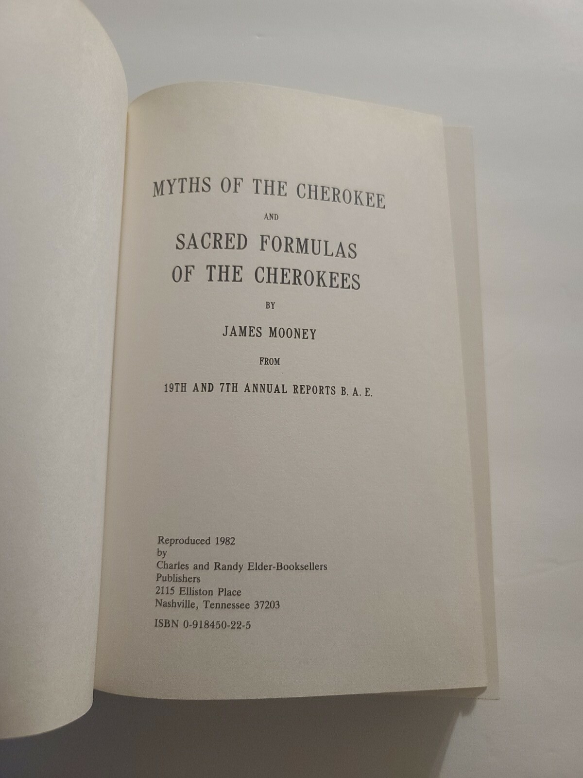 Myths Of The Cherokee And Sacred Formulas Of The Cherokees By James Mooney 1982