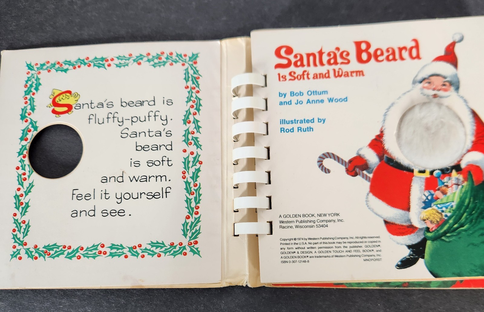 Santas Beard is Soft and Warm Golden Touch and Feel Book Vintage 1974 Christmas