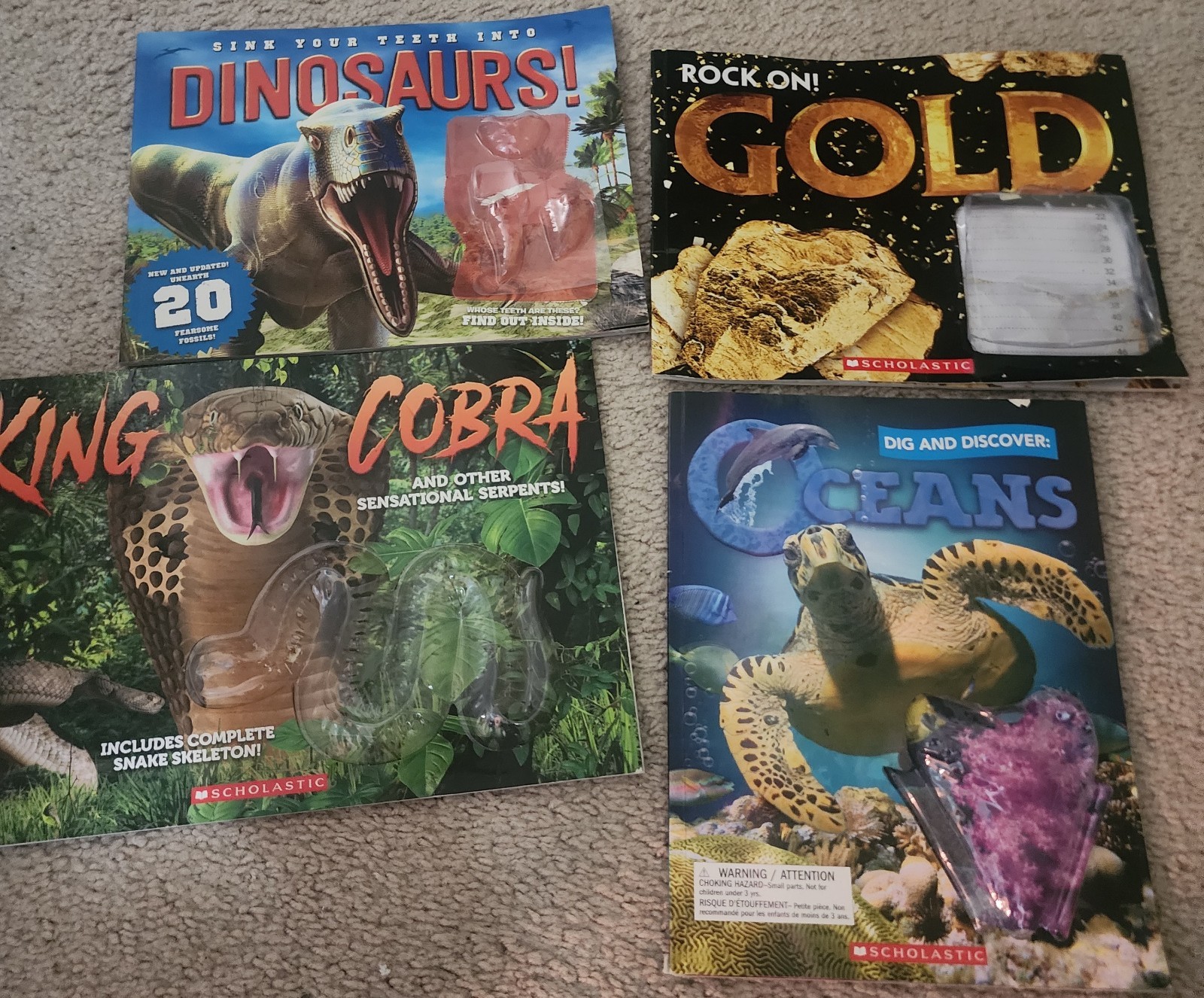 Dinosaur, King Cobra, Ocean And Gold 4 Books With No Toy Explore Educational