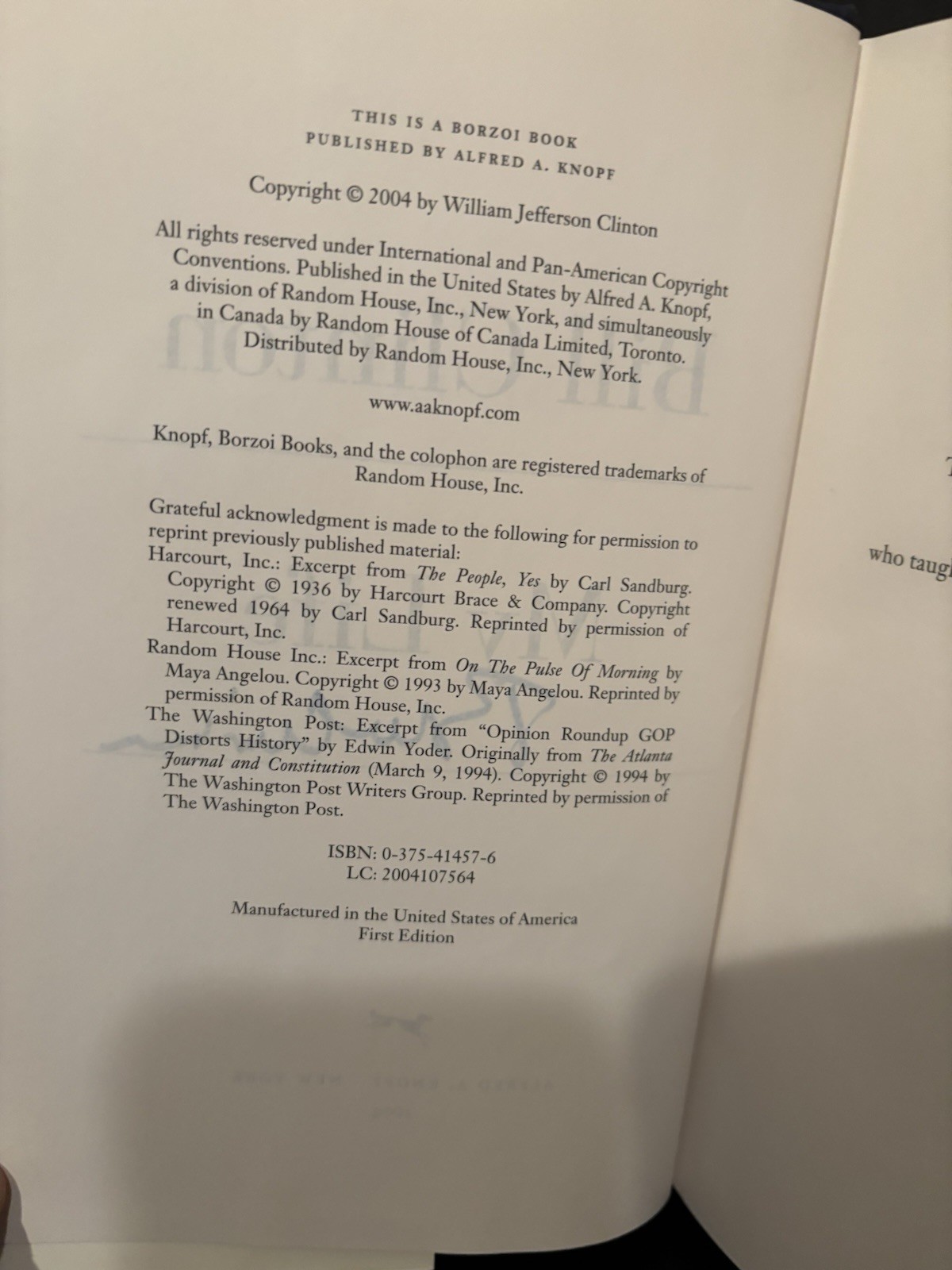 My Life SIGNED by Bill Clinton, 2004 HCDJ First Edtion