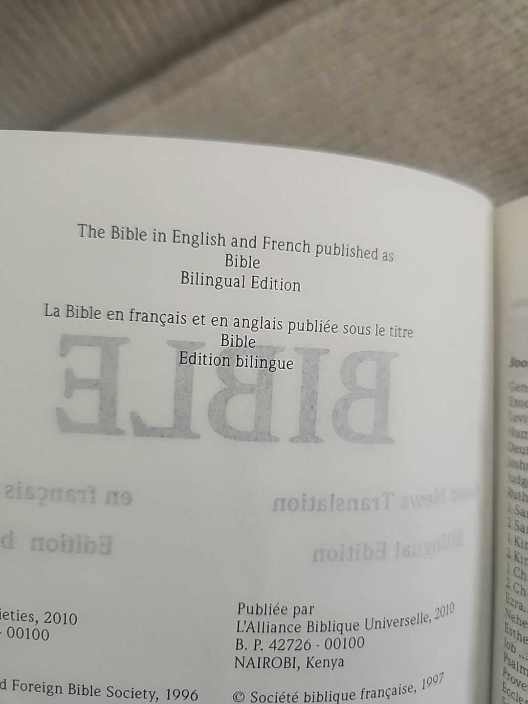 Bible Bilingual Edition, French/English Good News Translation Vinyl soft cover