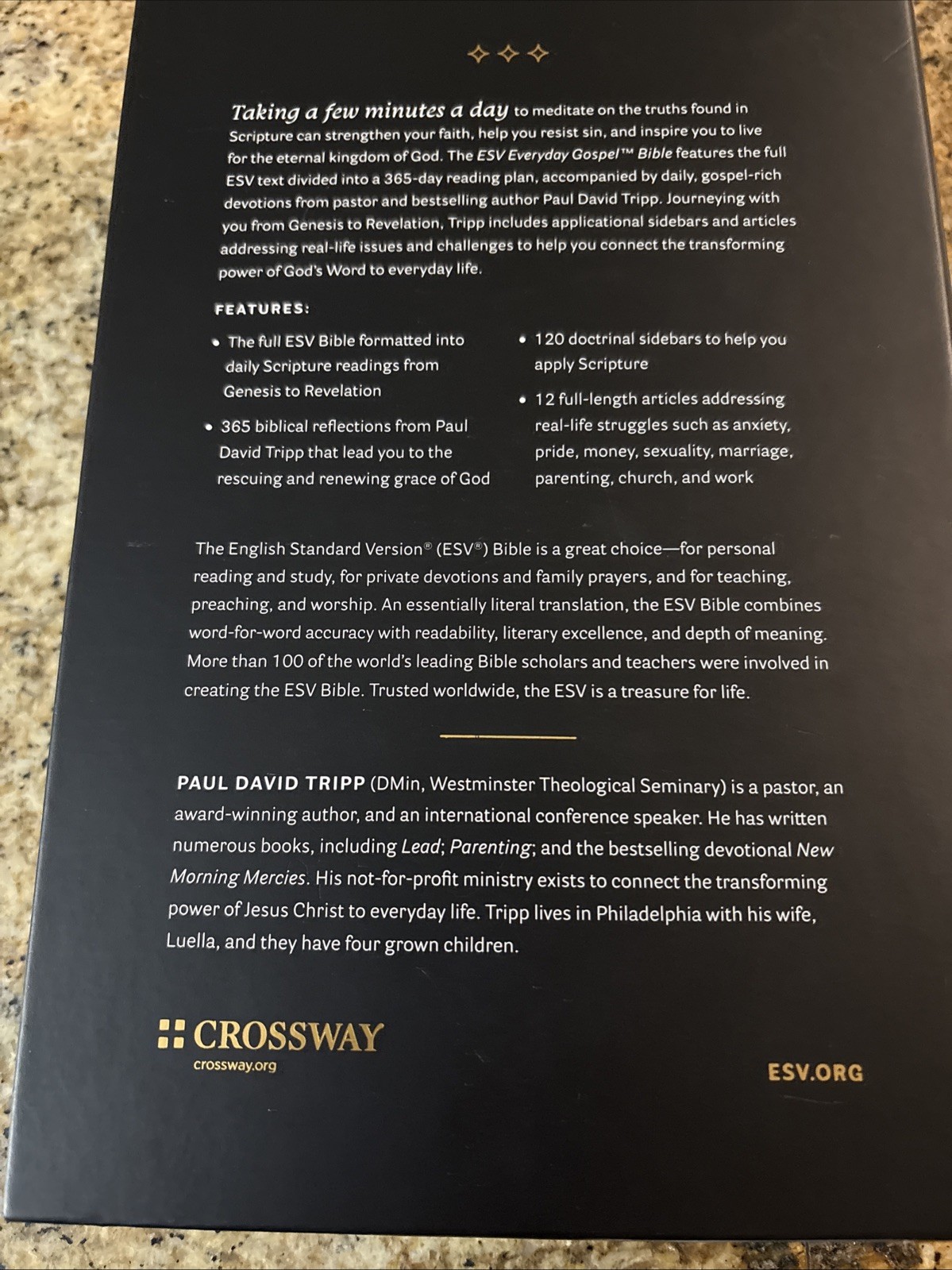 ESV Everyday Gospel Bible – Black Genuine Leather Paul David Tripp Crossway