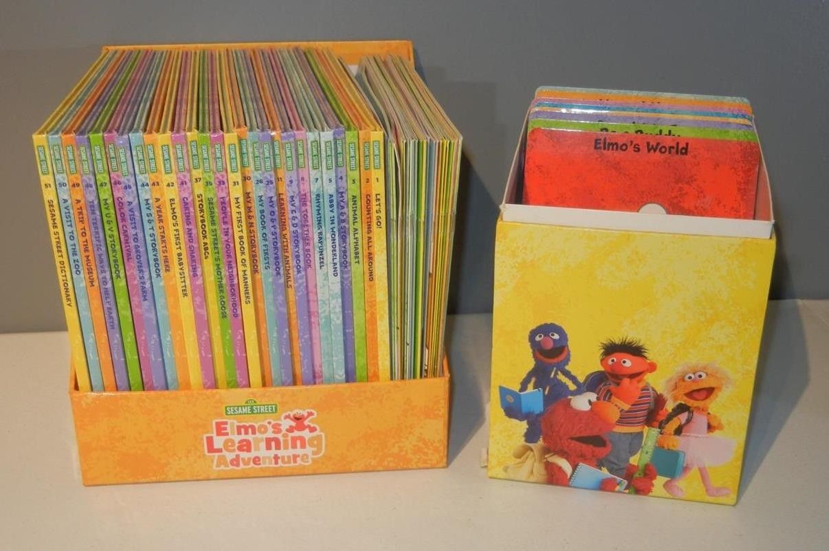 Sesame Street Elmo’s Learning Adventure HC & Activity Books + Flash Cards Set