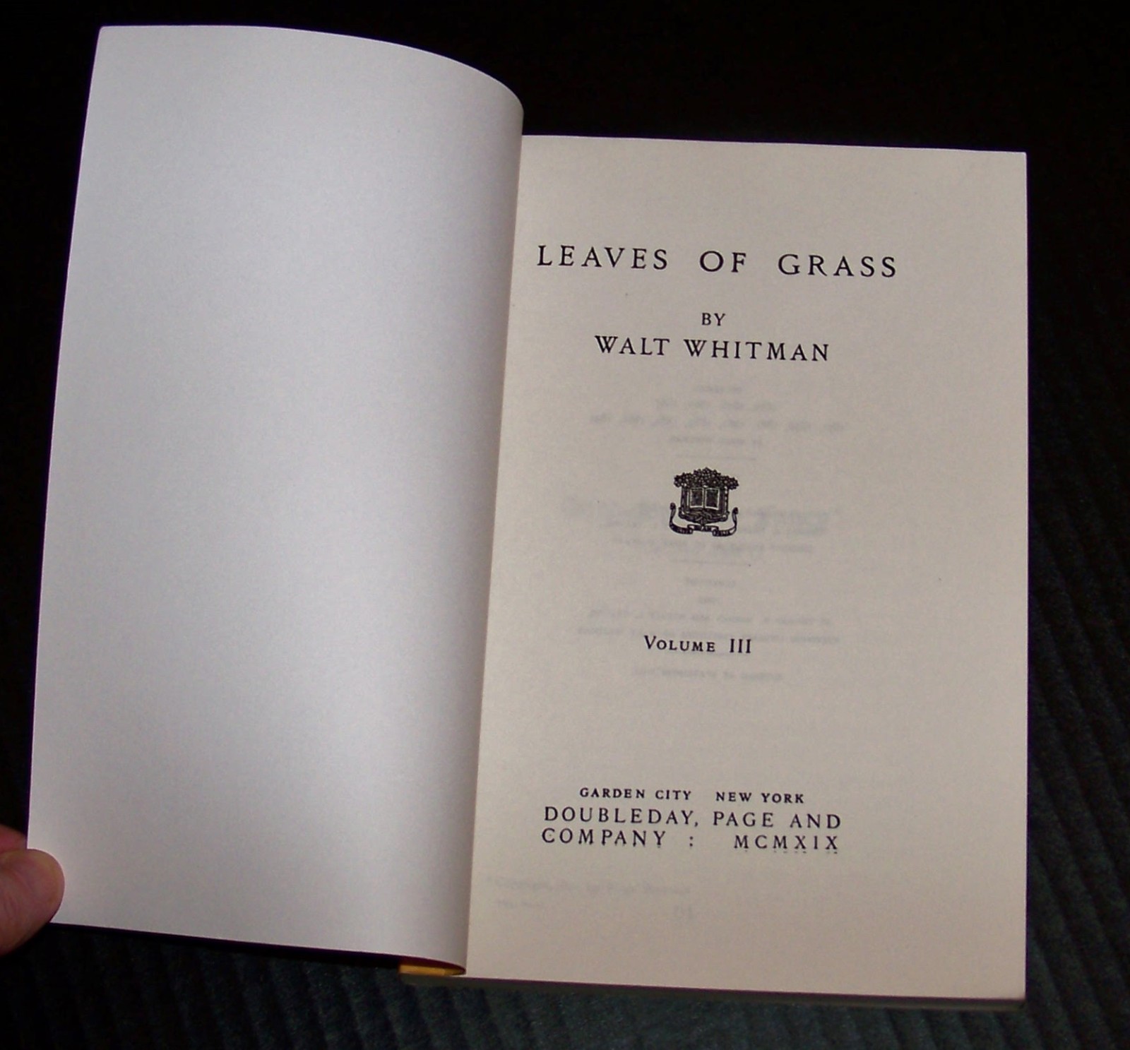 Walt Whitman 3 Book Lot: Leaves of Grass 1921 / Leaves…(Facsimile), West Hills