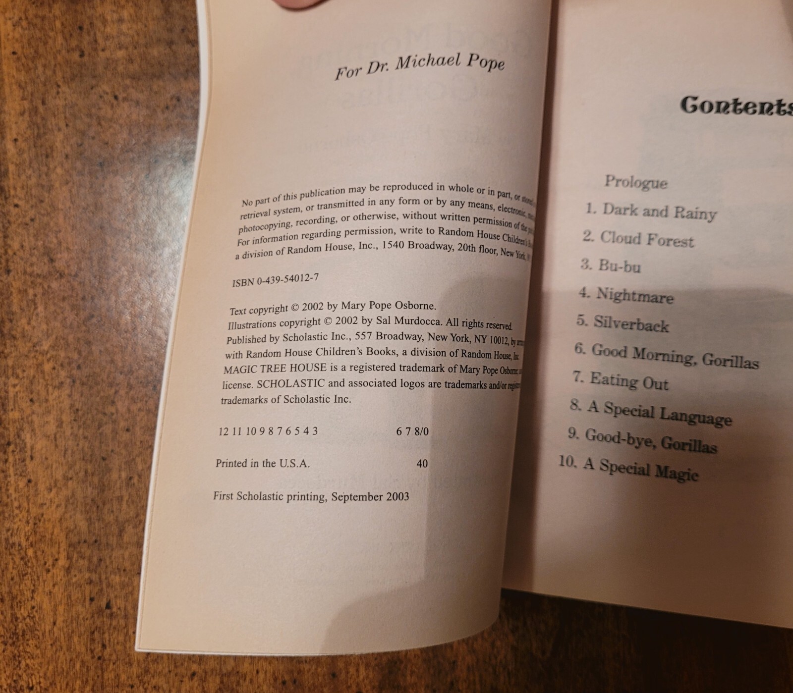 Good Morning, Gorillas / Scholastic / Mary Pope Osborne / VERY GOOD