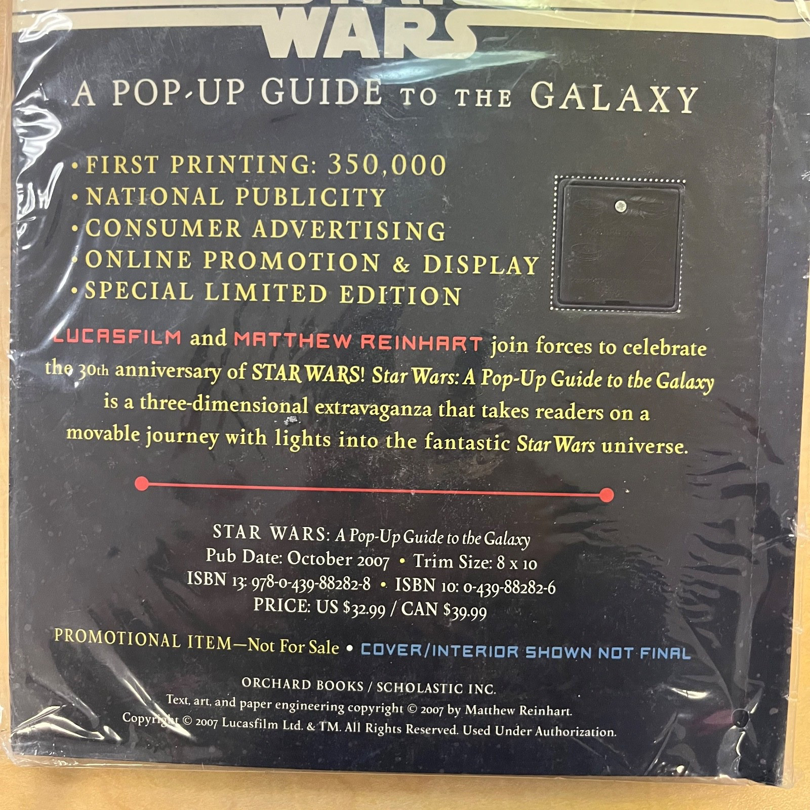STAR WARS A Pop-Up Guide to the Galaxy Matthew Reinhart NIP Promotional 2007