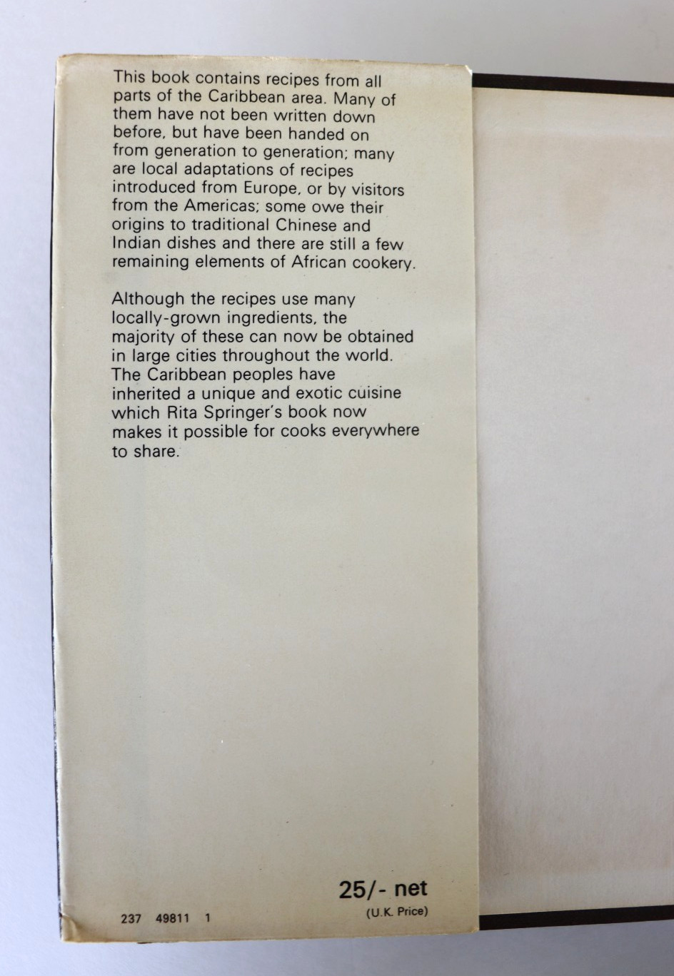 1968 VINTAGE Evans First Edition CARIBBEAN COOKBOOK by RITA G. SPRINGER