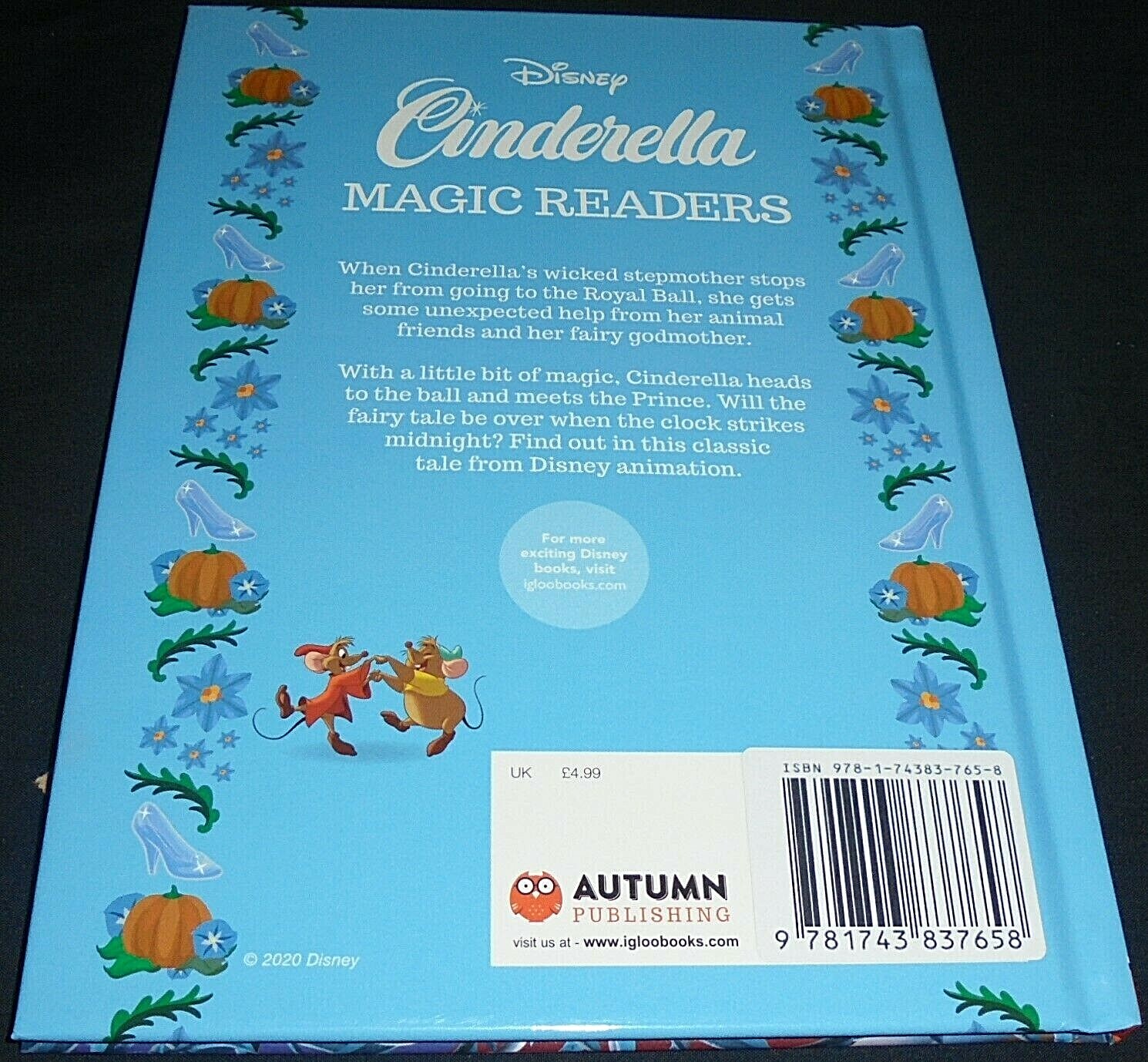 DISNEY CINDERELLA BOOK (3D COVER) HARDCOVER 2020 16CM X 22CM (BRAND NEW)