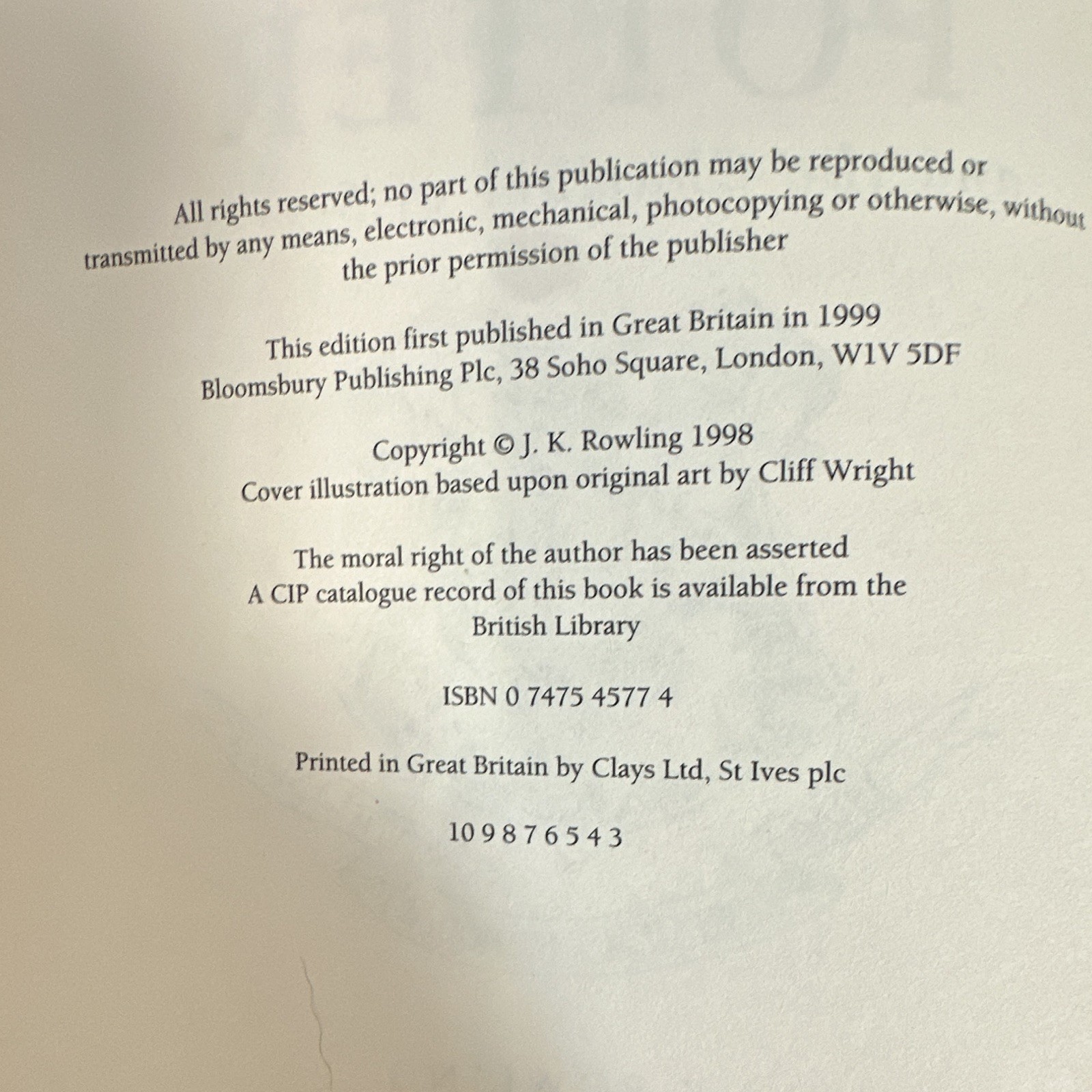 Bloomsbury Harry Potter Hardcover All are 1st Edition UK Clothbound