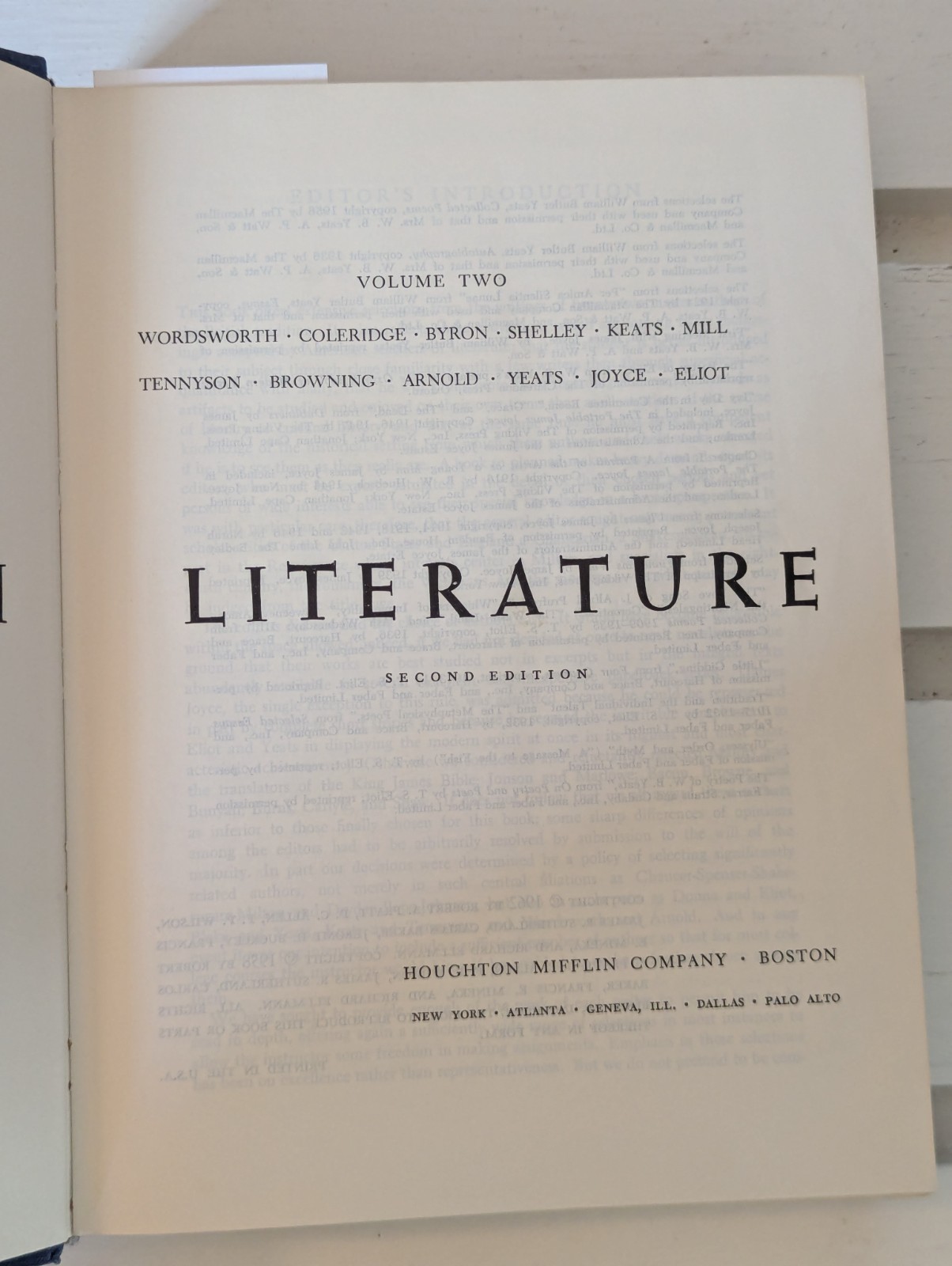 Masters of British Literature, Two Volumes, 1958 HC, Shakespeare Milton Keats…