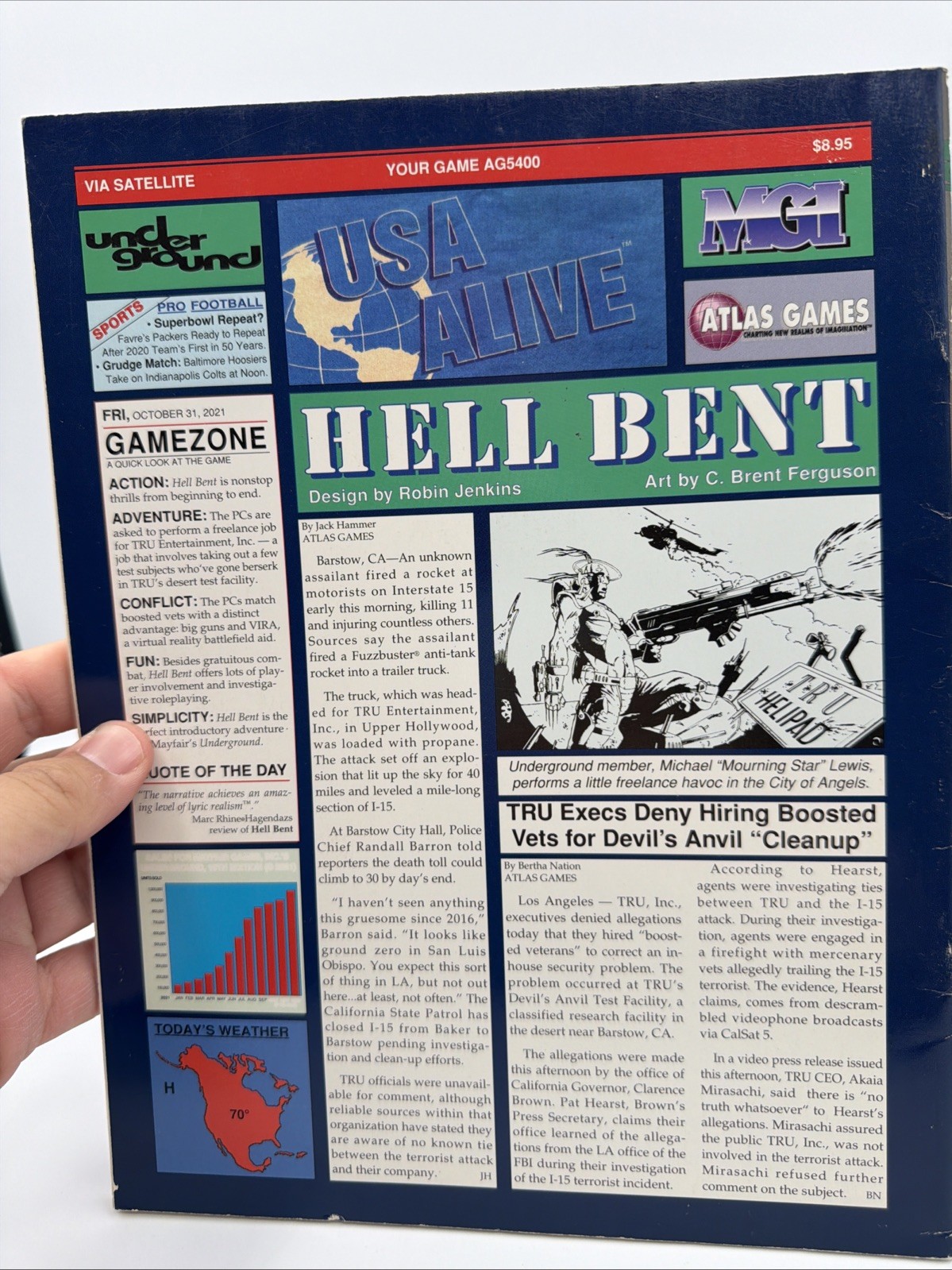 Underground RPG Hell Bent Atlas Games By Robin Jenkins AG5400