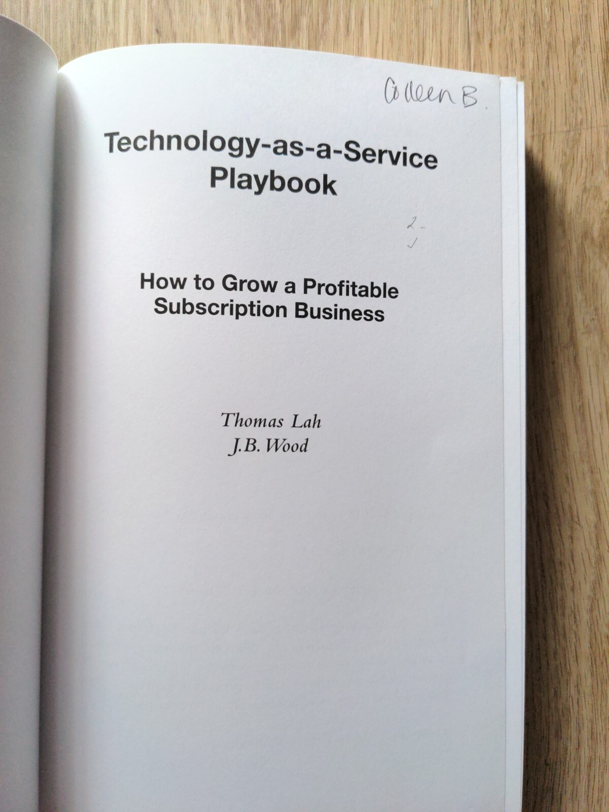 ARC – Technology-As-a-Service Playbook , by Thomas Wood, Uncorrected Proof