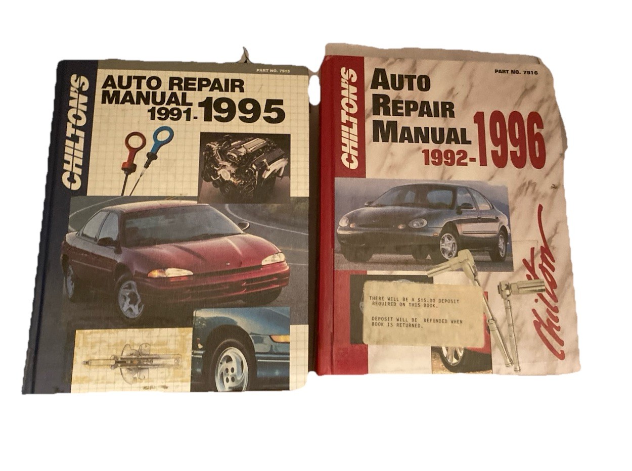 Lot of 8 Chilton Auto Repair Manuals Hardcover VTG 90s Ex-Library – ACCEPTABLE