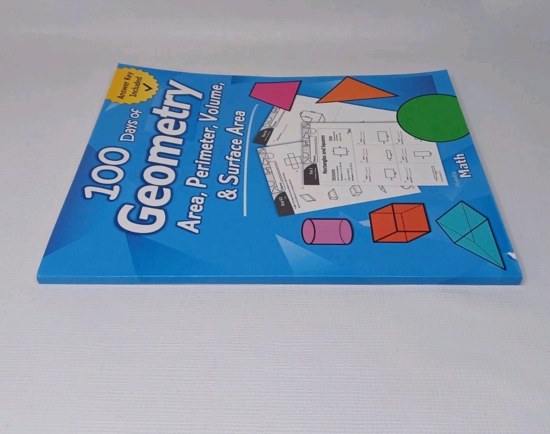 100 Days Of Geometry Area, Perimeter, Volume, & Surface Area Book by Humble Math