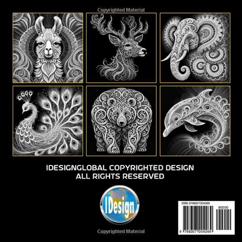 53 Fractal Animal Portraits: Stress Relief Scratch Art Style Adult Coloring Book