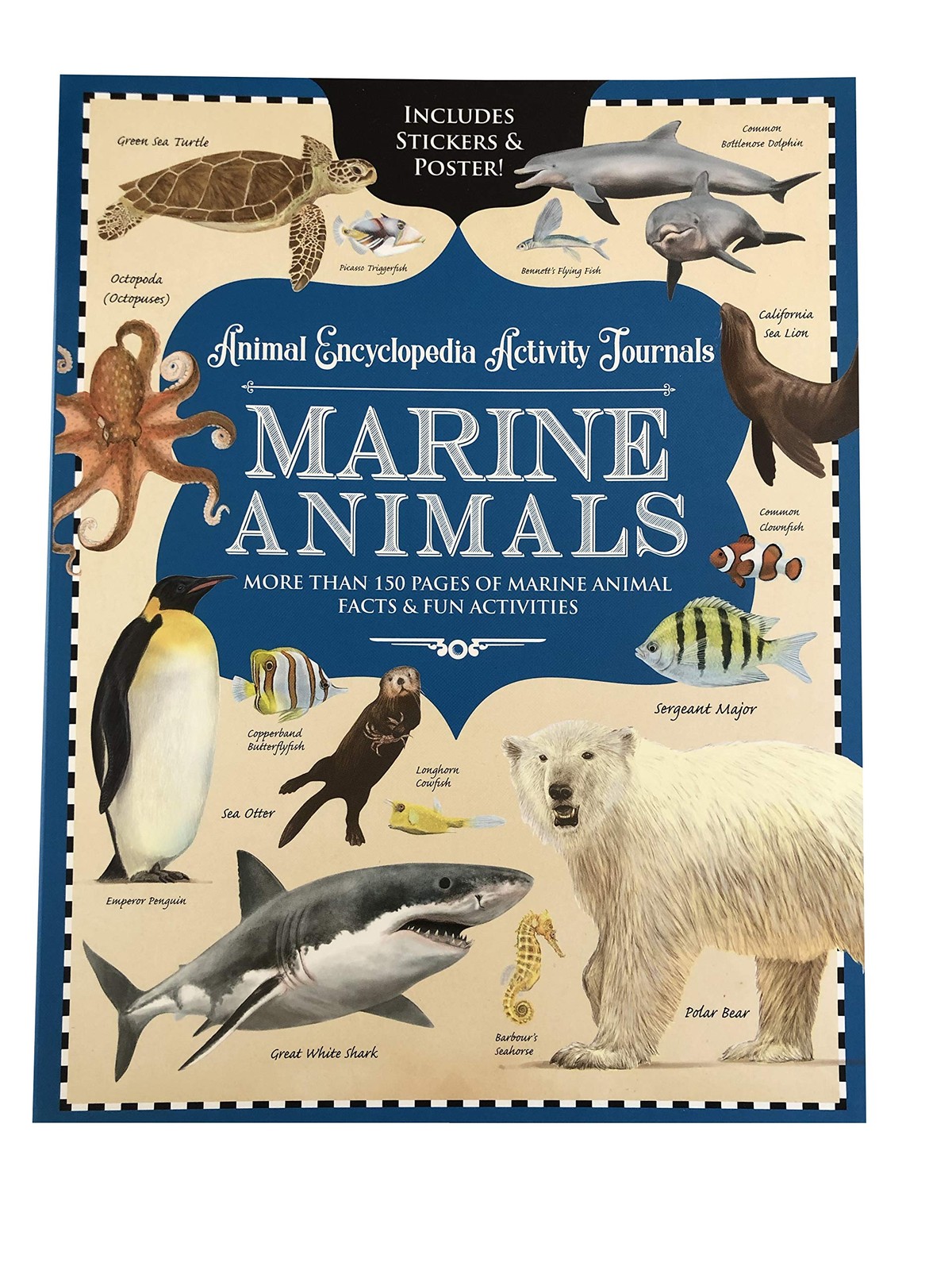 MARINE ANIMALS Animal Encyclopedia Activity Journal, Includes Stickers & Pos…