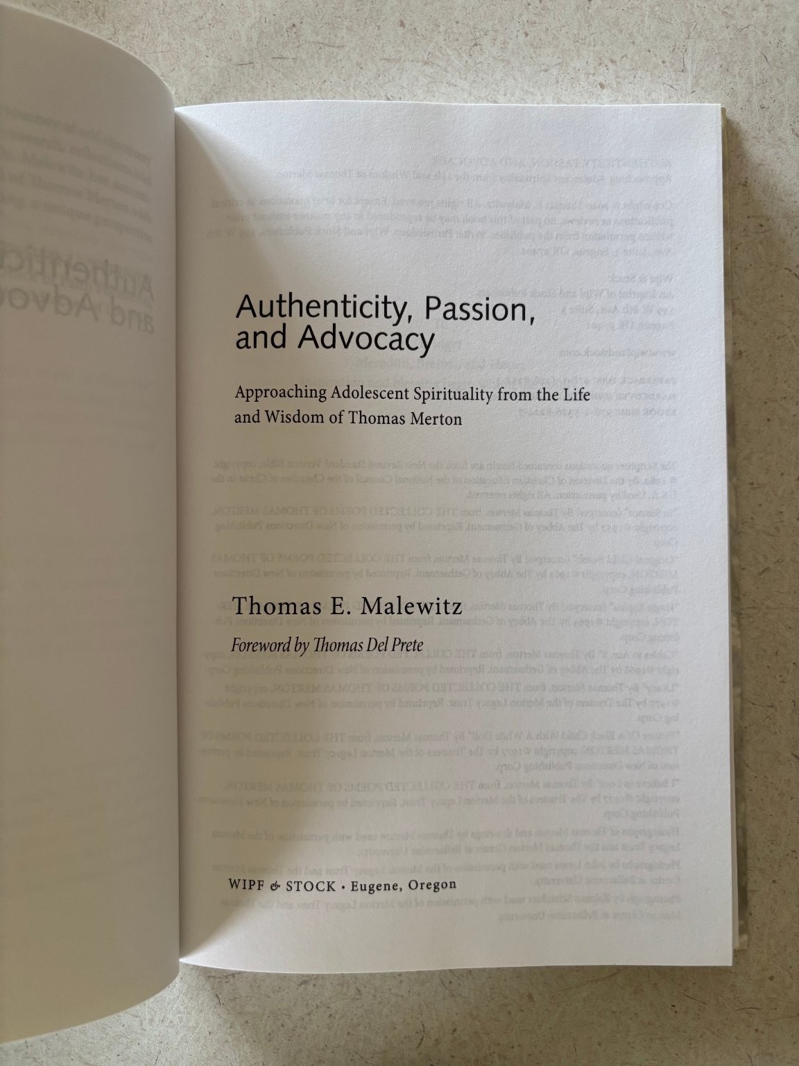 Authenticity, Passion, Advocacy Malewitz 2020 Spirituality Thomas Merton Wipf