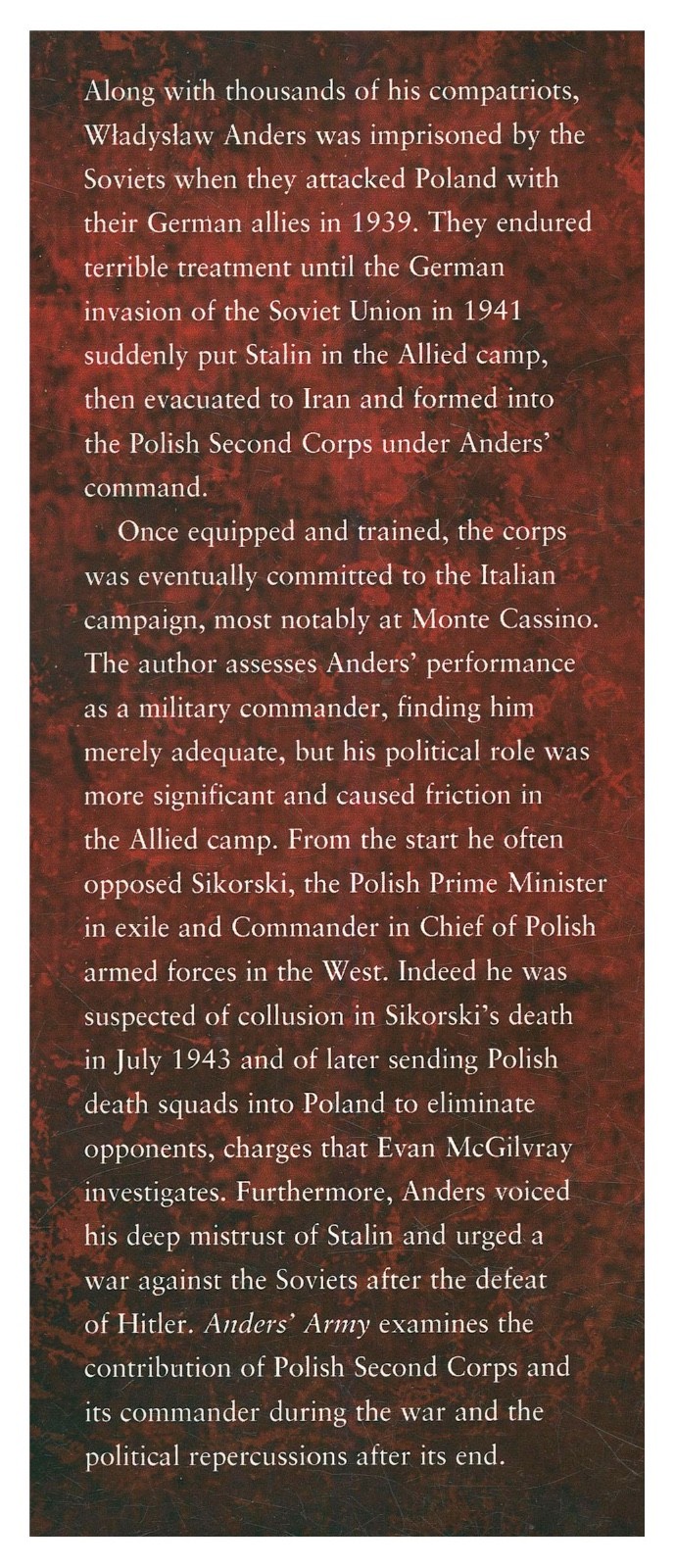 Ander’s Army: General Wladyslaw Anders & The Polish Second Corps 1941-46 HC WW2