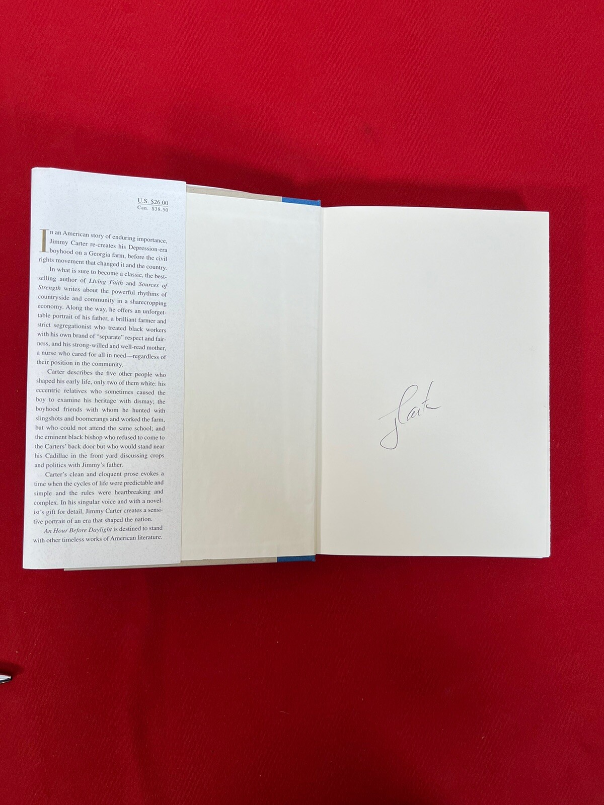 Jimmy Carter SIGNED ‘An Hour Before Daylight: Memories of a Rural Boyhood’ 2001