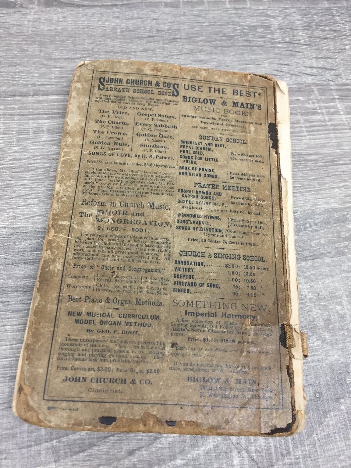 Gospel Hymns No. 2 Bliss Sankey 1876 Hymnal Vintage Sheet Music John Church