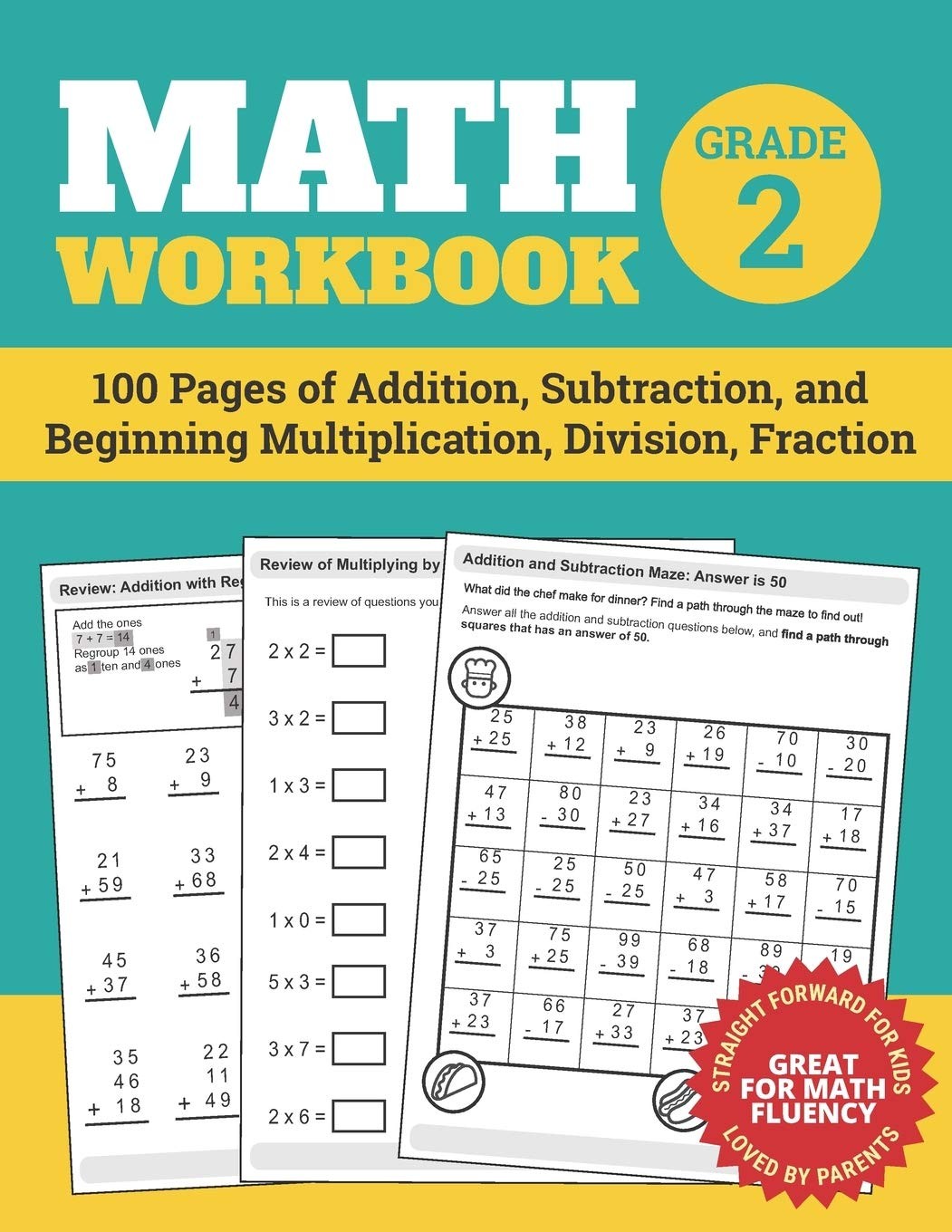 Math Workbook Grade 2: 100 Pages of Addition, Subtraction, and Beginning Mul…
