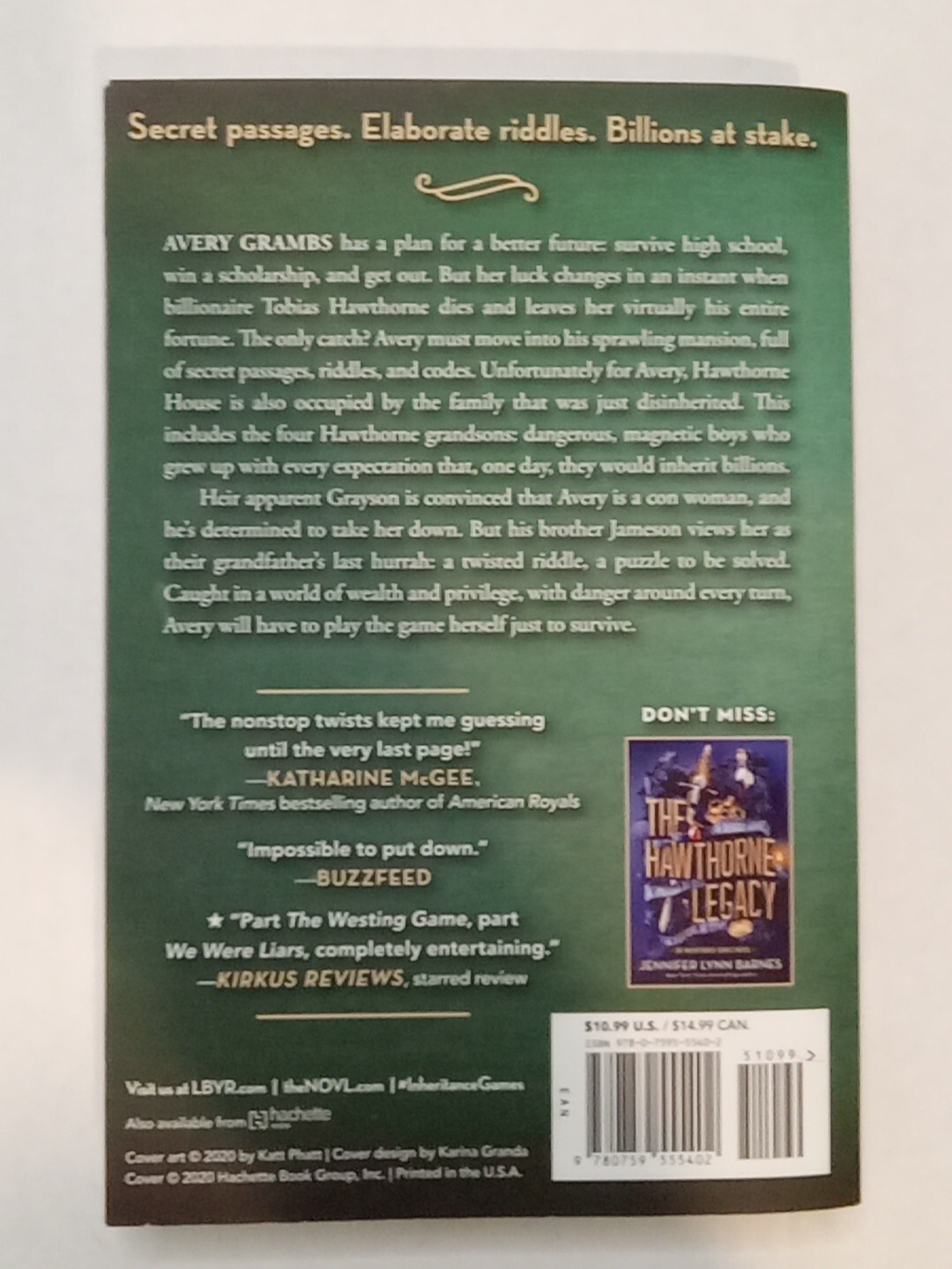 The Inheritance Games – Paperback By Barnes, Jennifer Lynn – GOOD