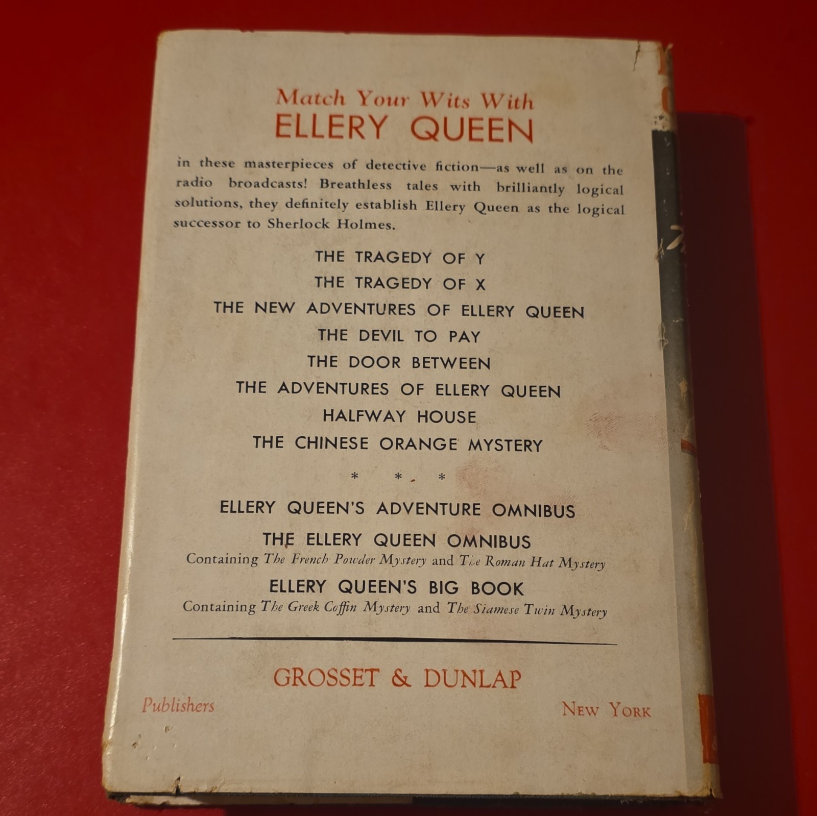 Ellery Queen The Tragedy of Z HC w/ Original Dust Jacket Grosset & Dunlap Rare