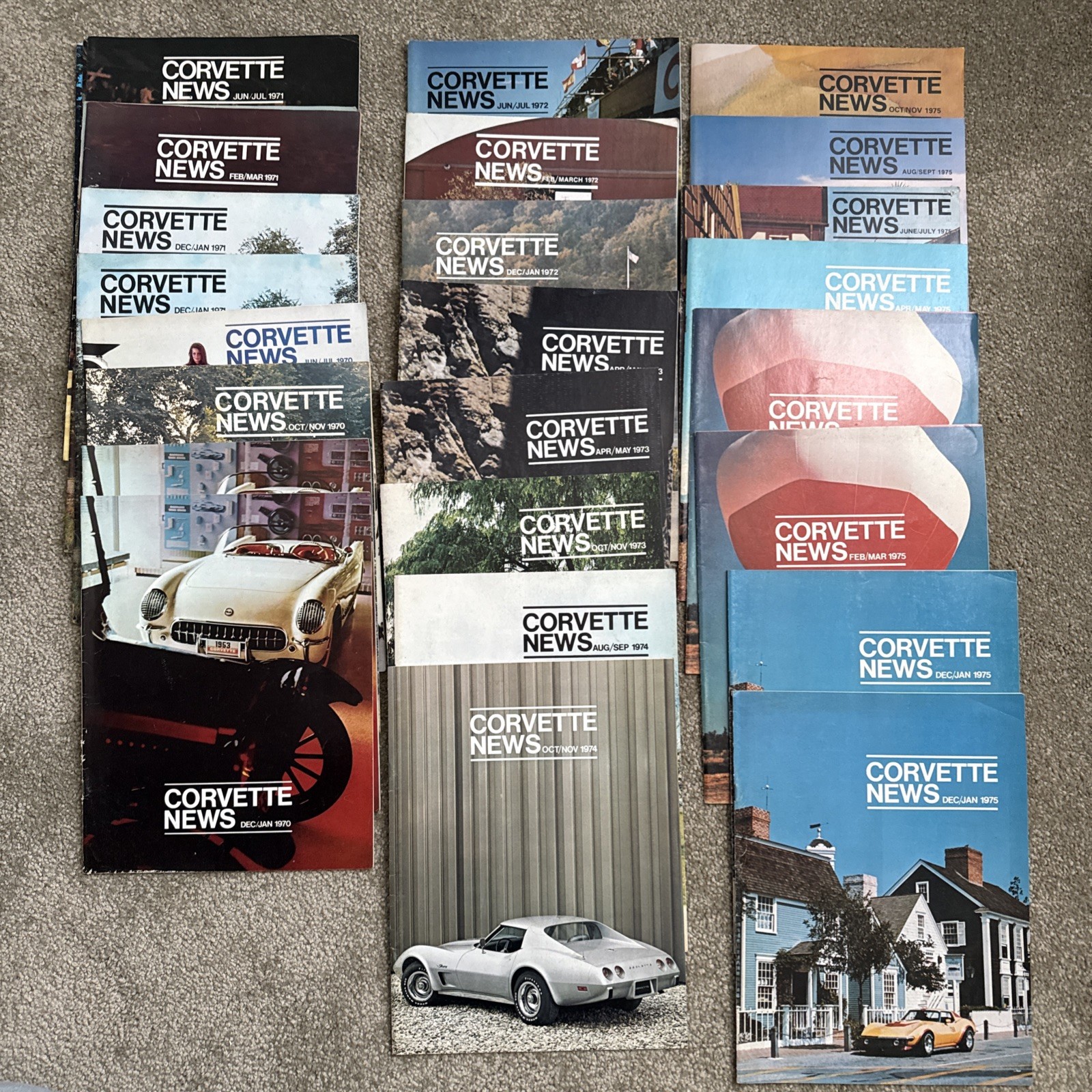 Lot of 59 Corvette News Magazine from 1970- 1979 Mixed Issues Not Complete