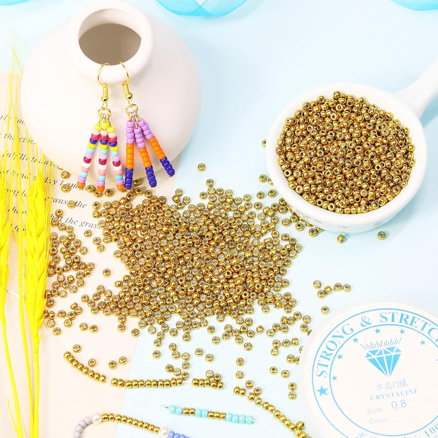 Golden Color 3mm Seed Beads About 3600pcs/100Grams in Bag, 8/0 Glass Craft Beads