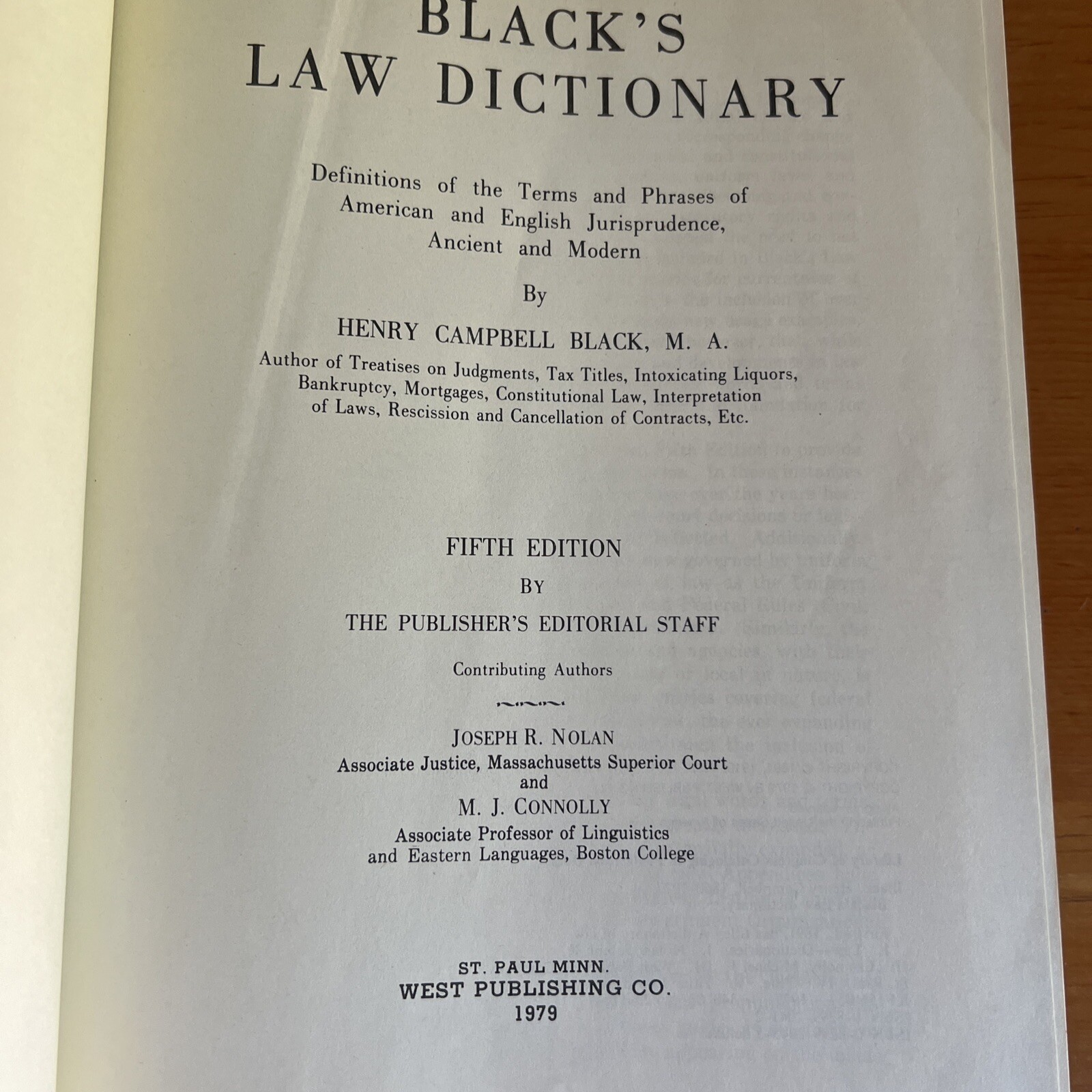 BLACK’S LAW DICTIONARY: By Henry Campbell Black, West Publishing, 1979