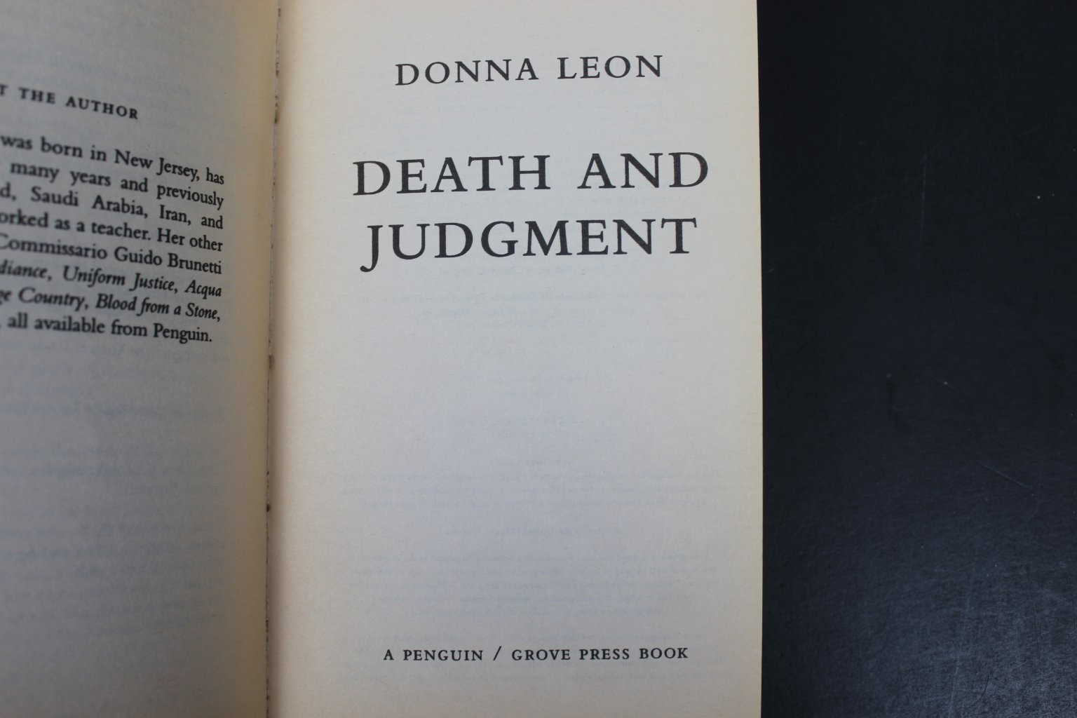 Death and Judgment Donna Leon 2006 Mystery Thriller Penguin Grove Press Book PB