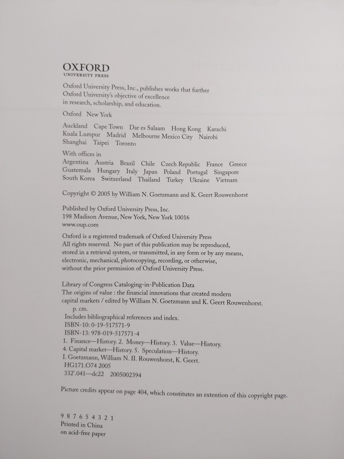 The Origins of Value: Innovations that Created Modern Capital Markets HCDJ