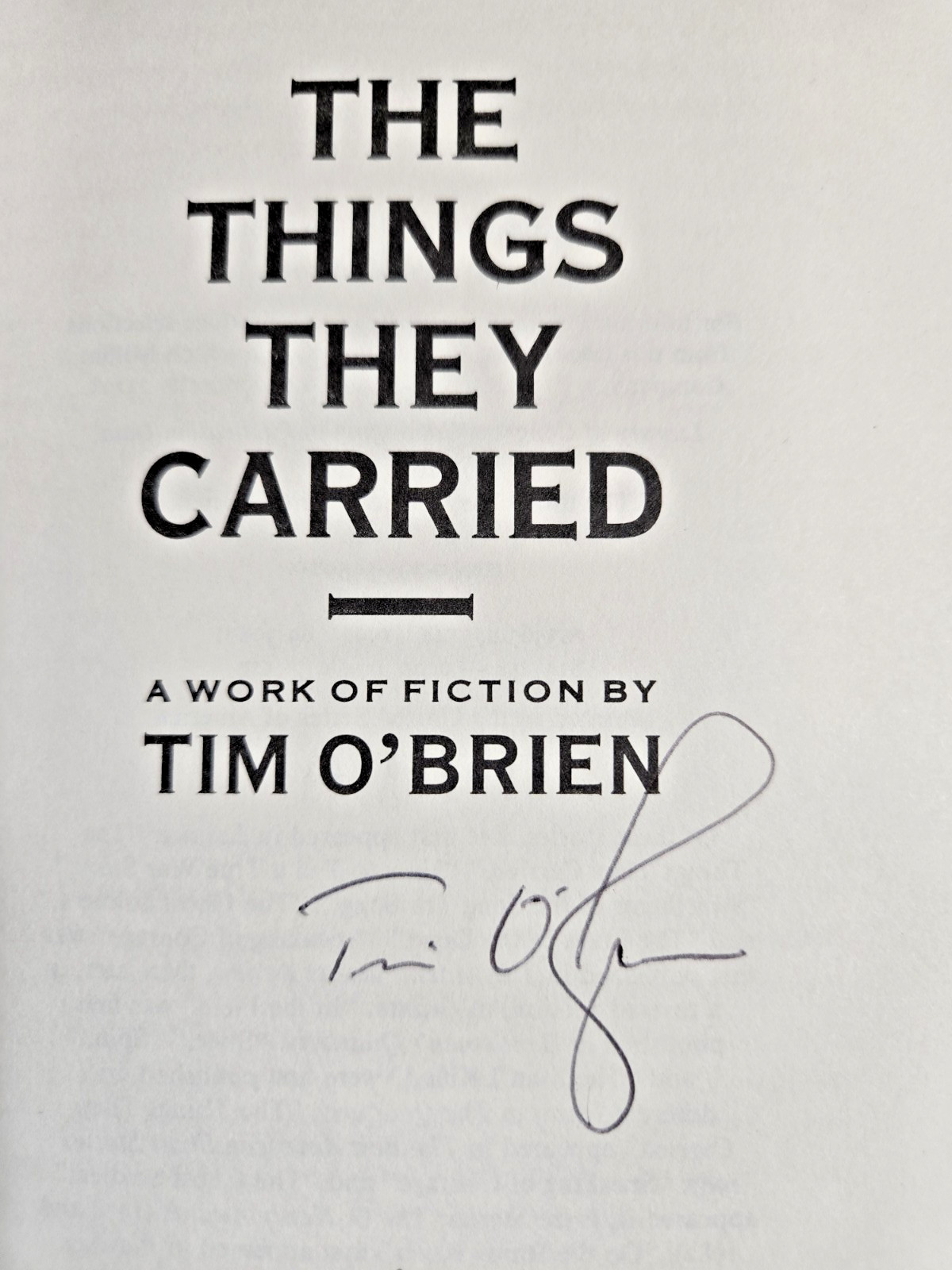 SIGNED Tim O’Brien ‘The Things They Carried’ Signed First Edition (1990)