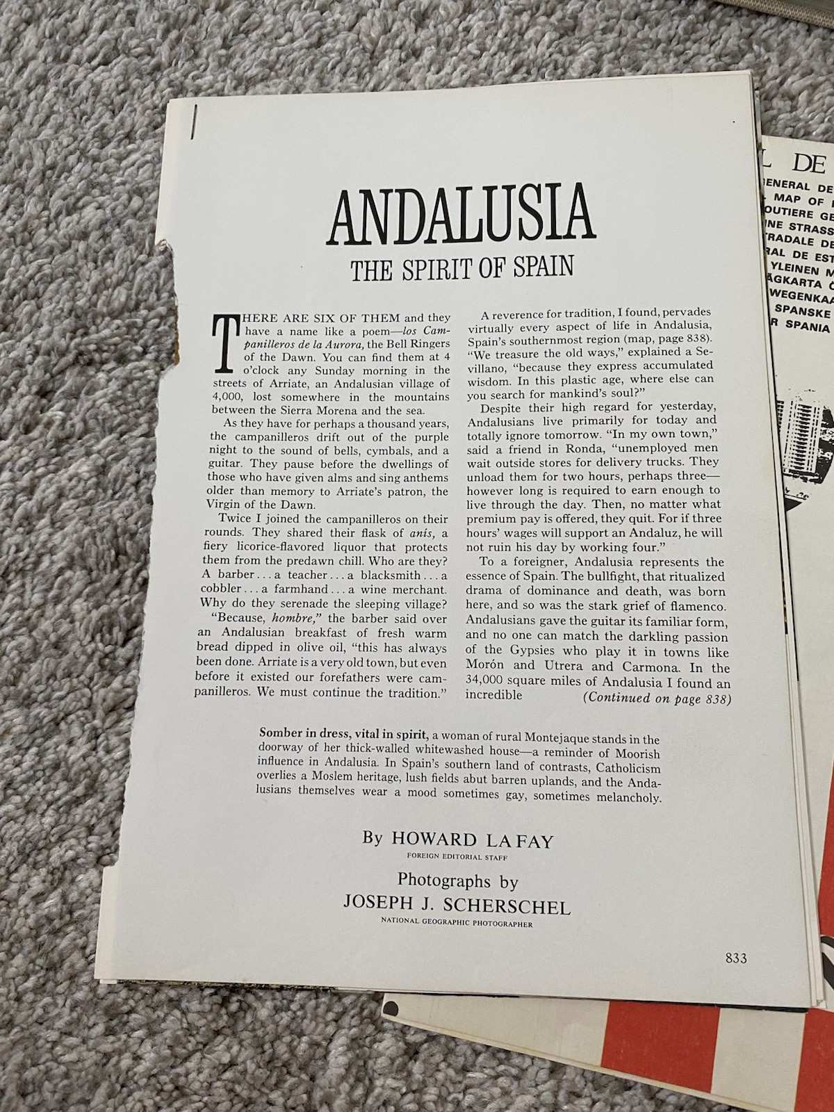 Vtg Andalusia Book W Map article 1964 English Southern Spain Acquaroni Arielli