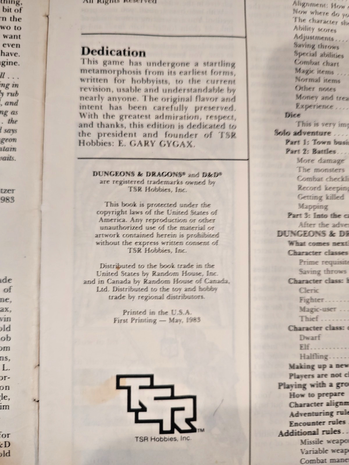1983 Dungeons & Dragons Players Manual TSR First Printing Red Paperback