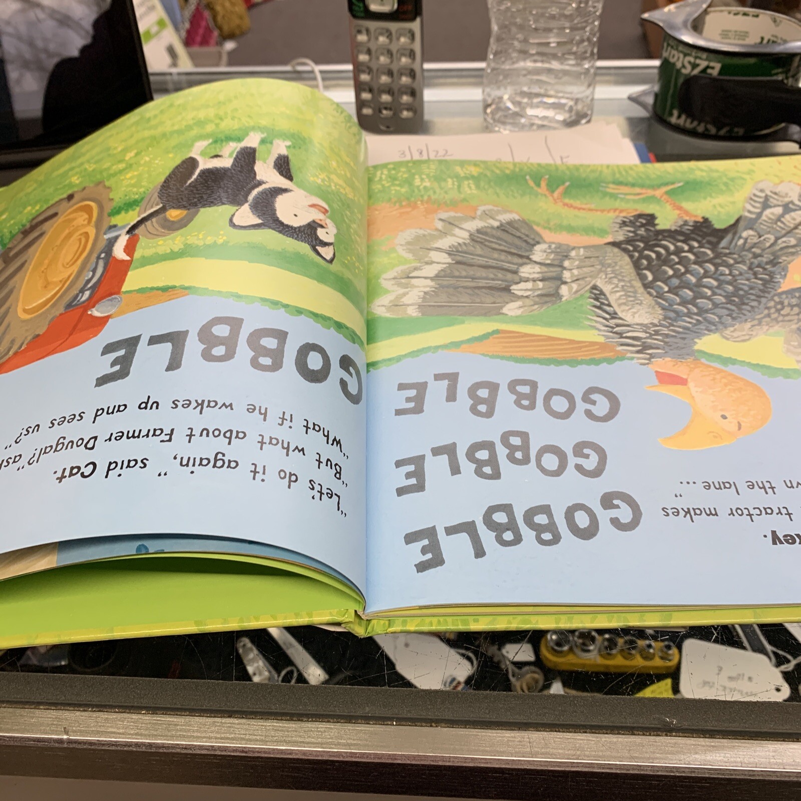 Rare Gobble Gobble Moooooo Tractor Book by Jez Alborough Printed Upside Down